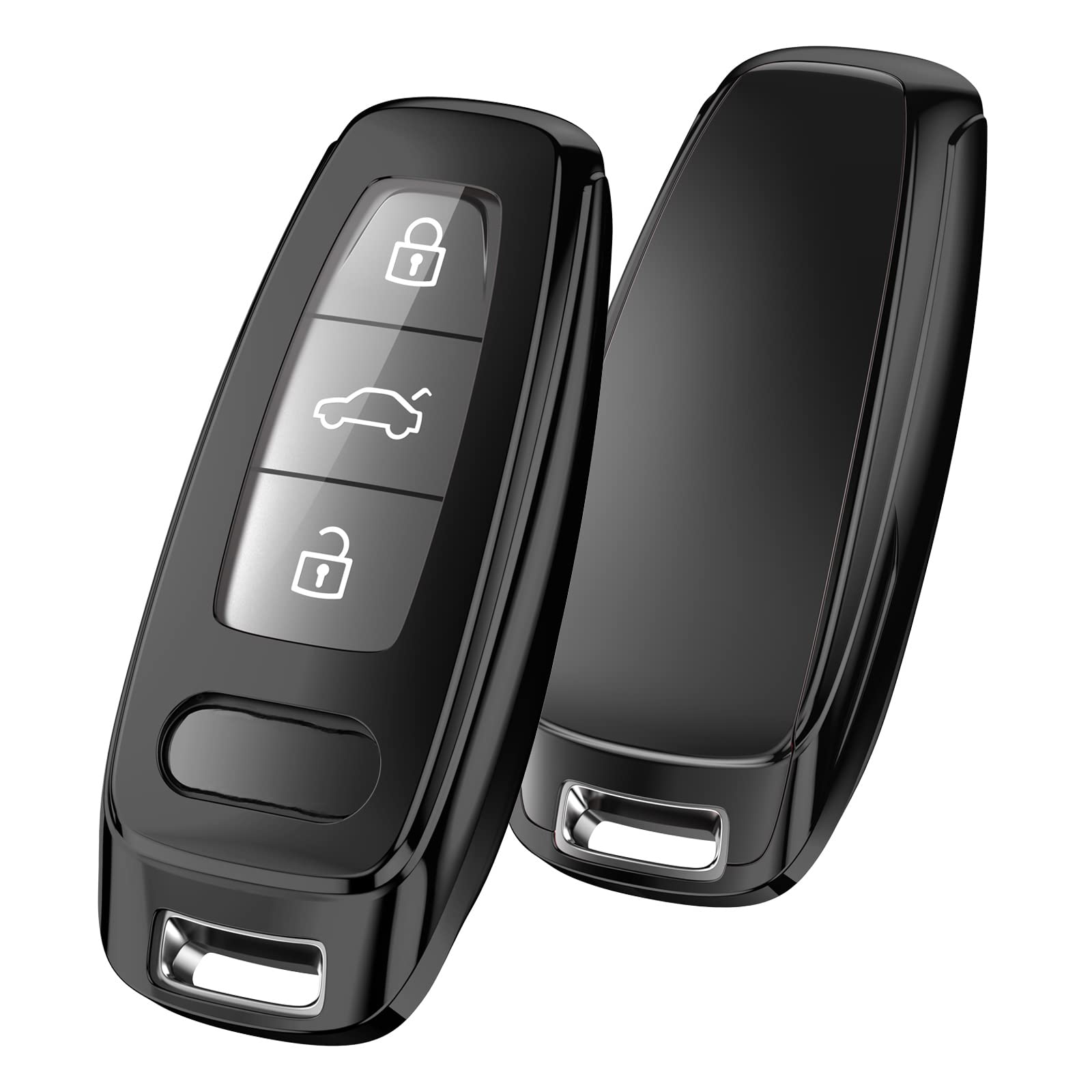 Elohei For Audi Key Fob Cover, Special Soft Tpu Key Case Cover Protector Compatible With Audi A6L A6 A7 A8 Q7 Q8 E-Tron 2018-2022 A3 S3 S6 Sq7 Rs6 S7 Rs7 Smart Key(Black)