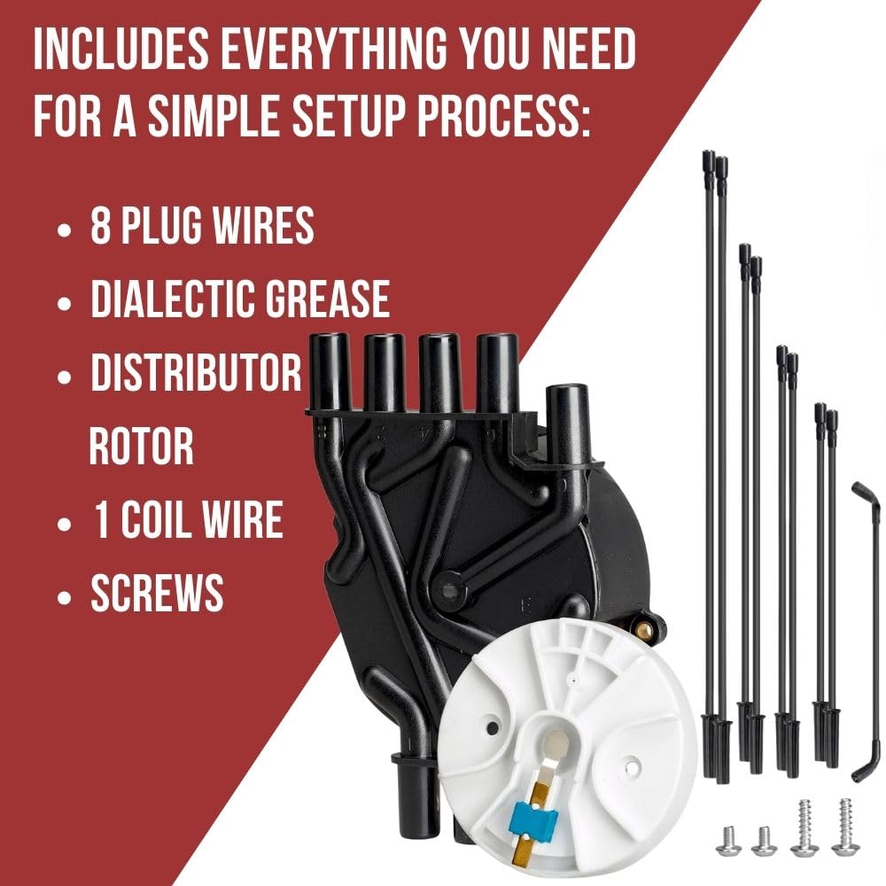 Distributor Cap, Rotor, Spark Plug Wires Tune Up Kit For Mercruiser 5.0 5.7 Mpi Mag And Volvo Penta 5.0 5.7 Gi Gxi