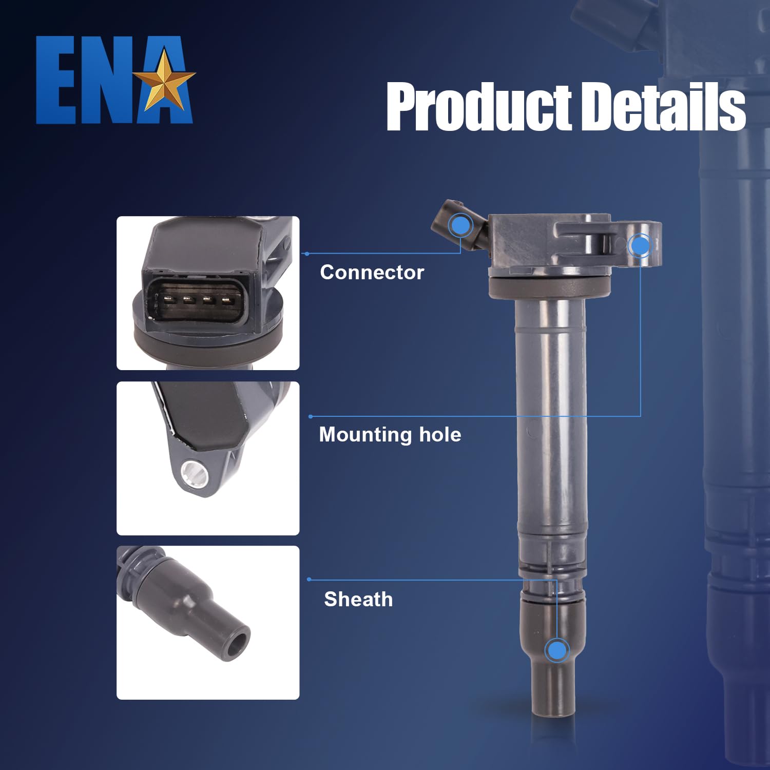 ENA Ignition Coil Pack Compatible with Lexus Toyota Highlander Sienna Tundra 4Runner FJ Cruiser ES300H GS350 GS450H IS250 IS350 GX460 LS460 TC 2.5 2.7 4.0 4.6 5.0 5.7 Replacement for 9091902256 UF507