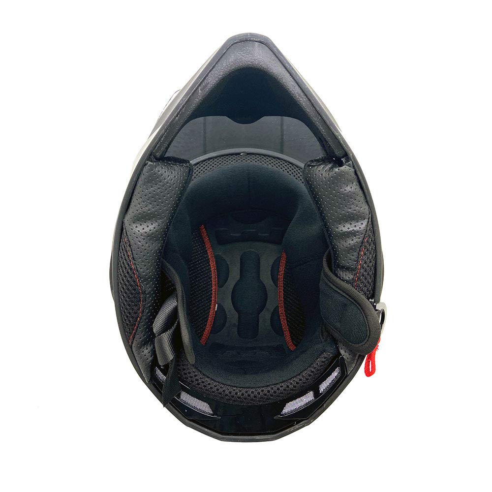 Mmg Dual Sport Off Road Motorcycle Full Face Helmet Dirt Bike Atv Flip-Up Visor (Model 23) - Shiny Black, Large