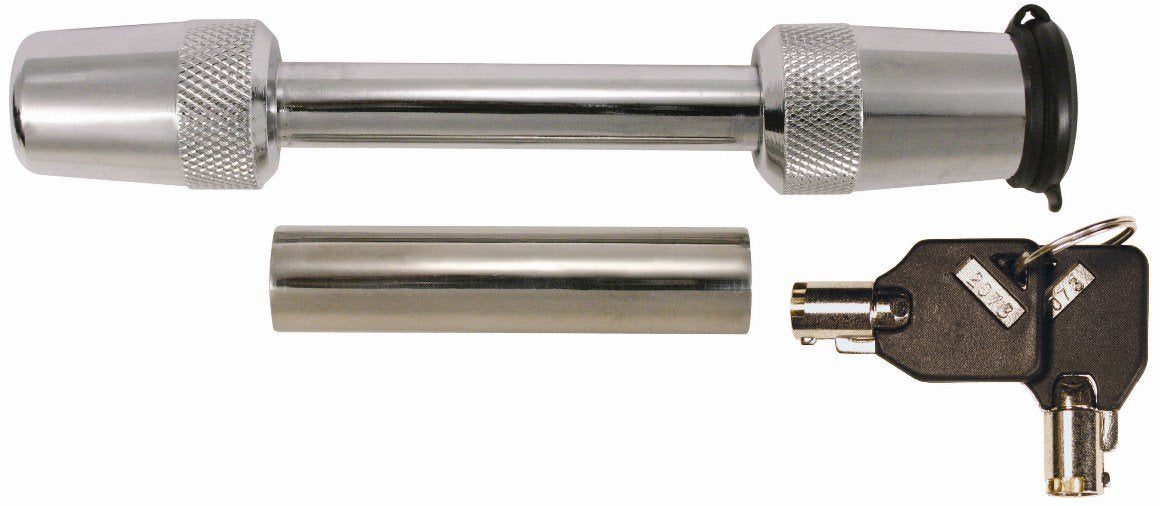 Trimax Universal Stainless Steel Receiver Lock - Fits 1/2' & 5/8' with Sleeve SXTS32, Clam Packaging