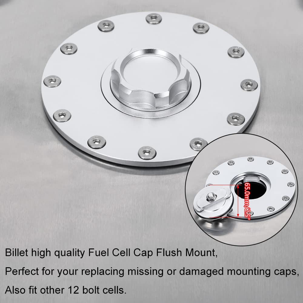Ptnhz Universal Billet Aluminum Fuel Cell Cap Embedded Auxiliary Oil Tank Cover Flush Mount With 12 Hole Cell Bung And Gasket