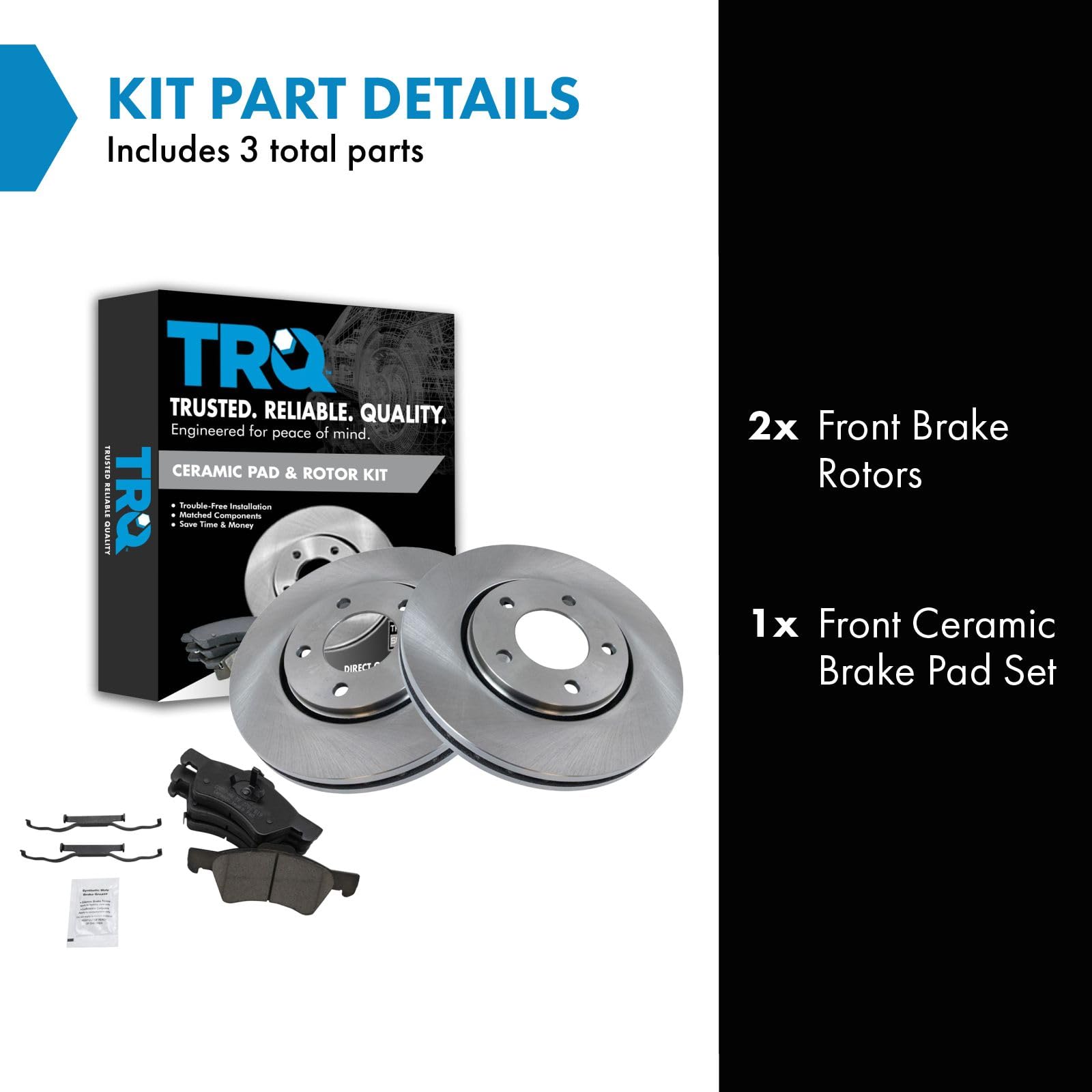 Trq Front Brake Pad & Rotor Kit Brake Pads Brake Rotor Ceramic Compatible With 2001-2007 Chrysler Town & Country Dodge Caravan G