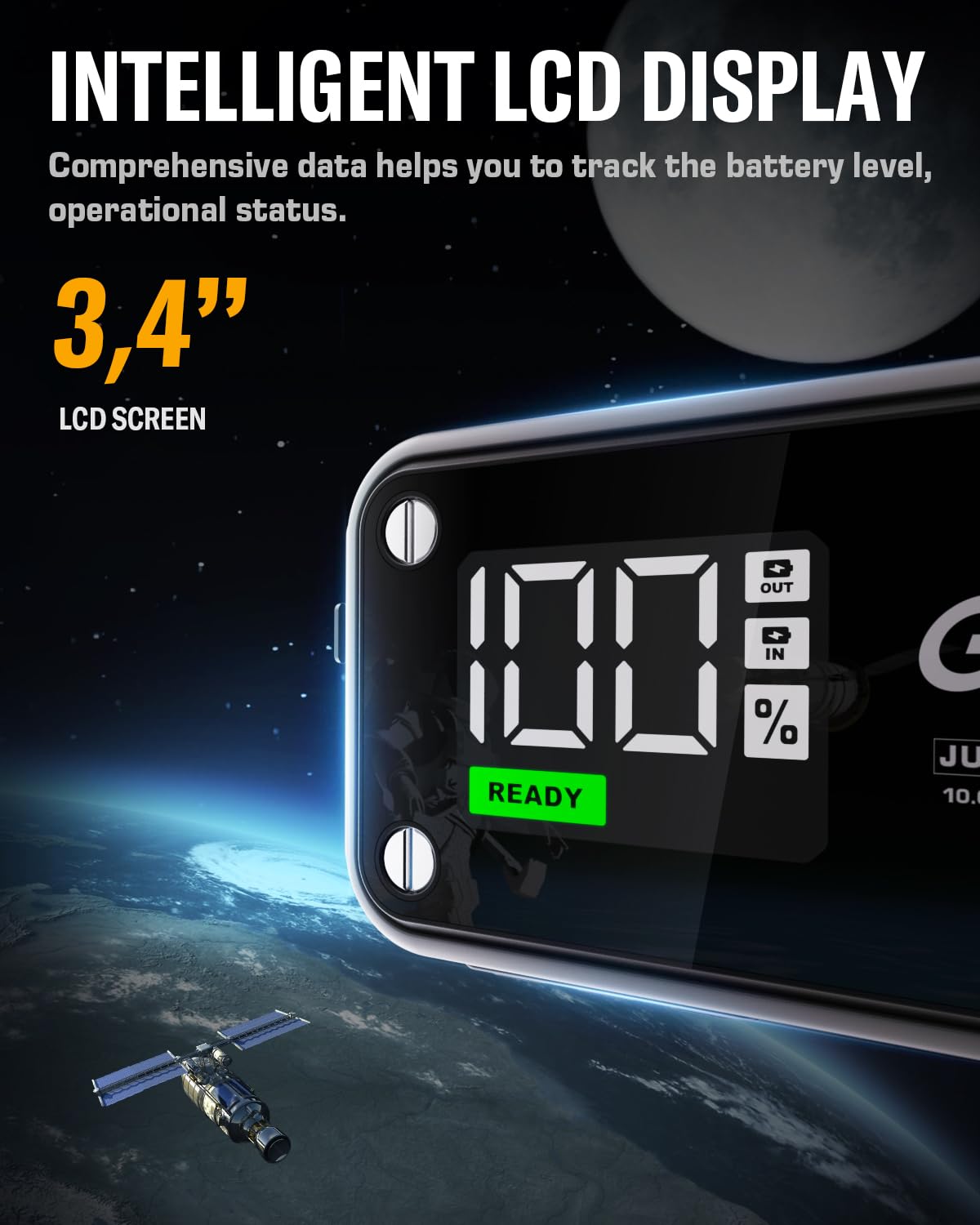 Gimfoom Jump Starter, 4000A Car Battery Jump Starter With Wall Charger (10L Gas & 10L Diesel Engines), 12V Jump Starter Battery