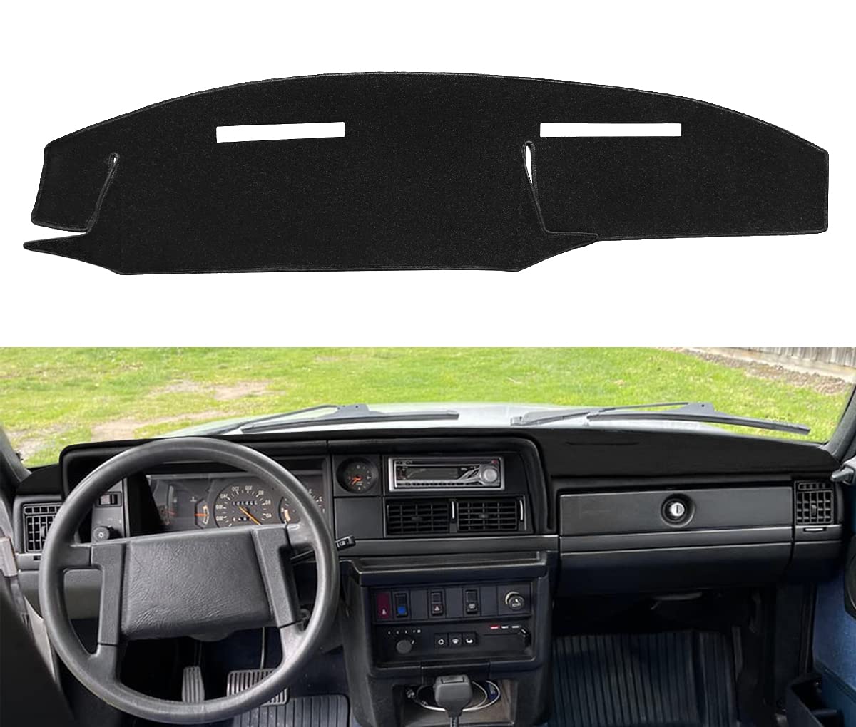 Dash Cover Mat Custom Fit For 1981-1993 Volvo 240 242 244 245 262 264 265, Dashboard Cover Pad Carpet Protector (Black) F62