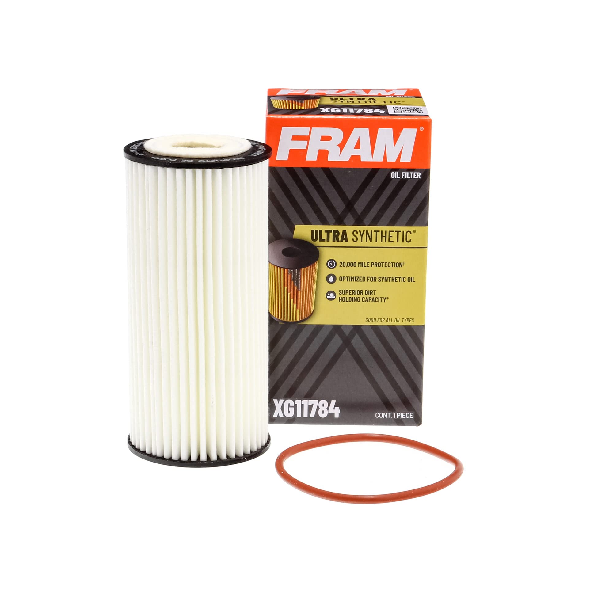 Fram Ultra Synthetic Automotive Replacement Oil Filter, Designed For Synthetic Oil Changes Lasting Up To 20K Miles, Xg11784 With Suregrip (Pack Of 1)