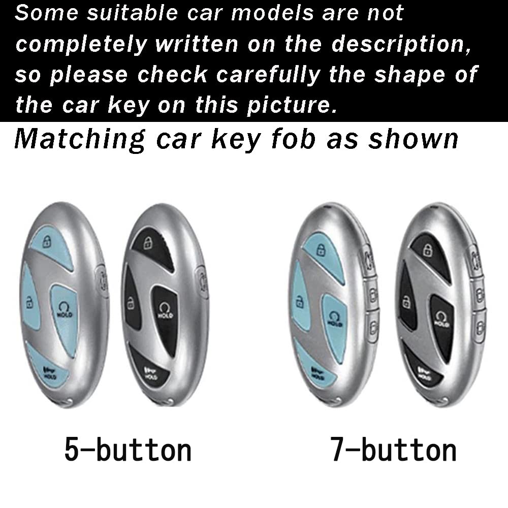ontto 5-button Key Fob Cover with Keychain Compatible with Hyundai Azera Grandeur GN7 Ioniq 6 Kona EV 2023 Smart Remote Key Shel