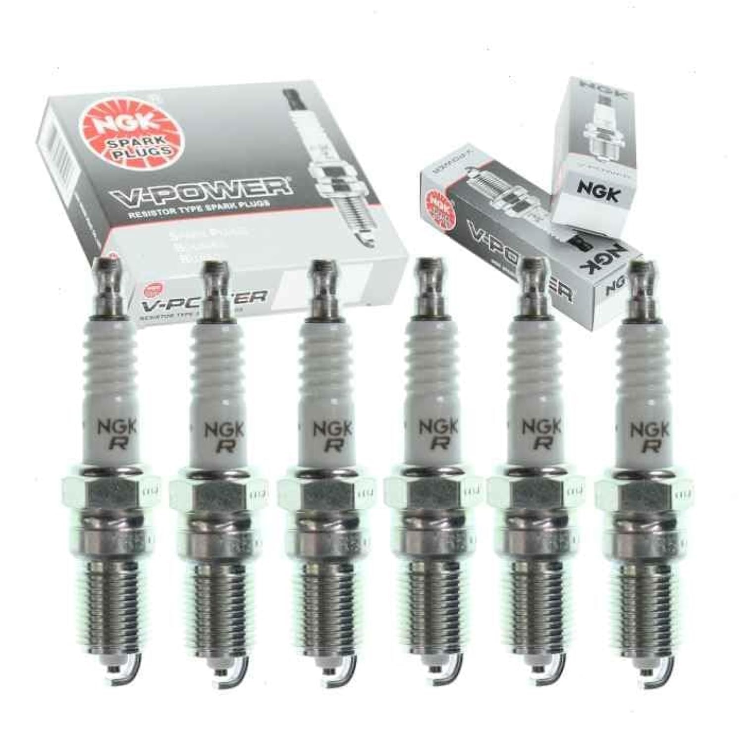6 pc NGK V-Power Spark Plugs compatible with Ford Escape 3.0L V6 2009-2012