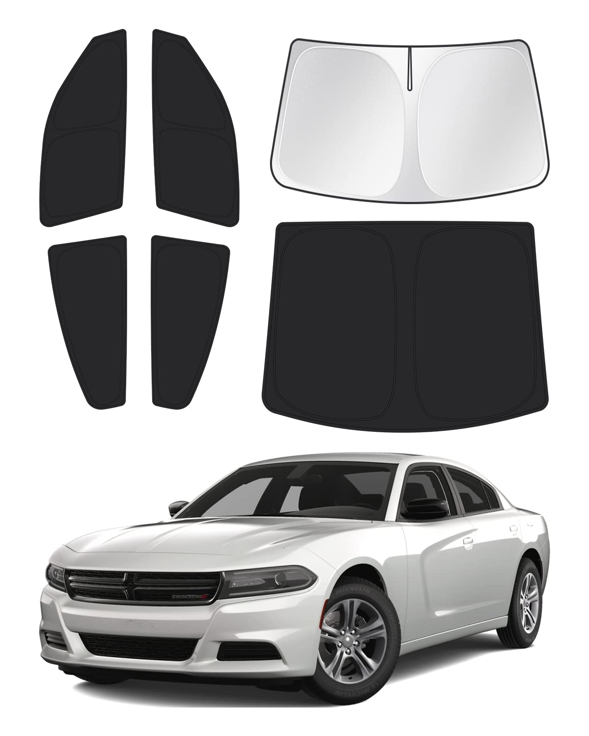 Canvcle Windshield Sun Shade For 2011-2024 Dodge Charger Accessories Sunshade Side Rear Window Shade Cover Sun Visor Shield Priv