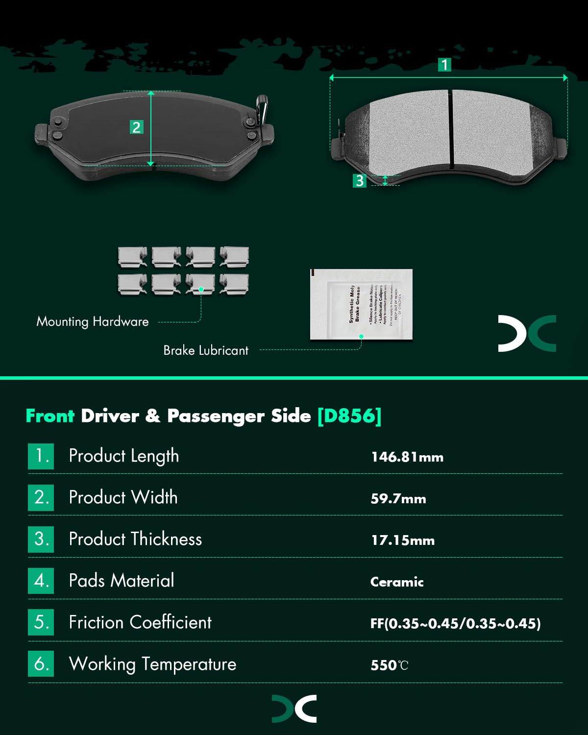 Scitoo D856 D981 Front Ceramic Rear Semi-Metal Brake Pad Sets Fit For Jeep Liberty 2003-2007