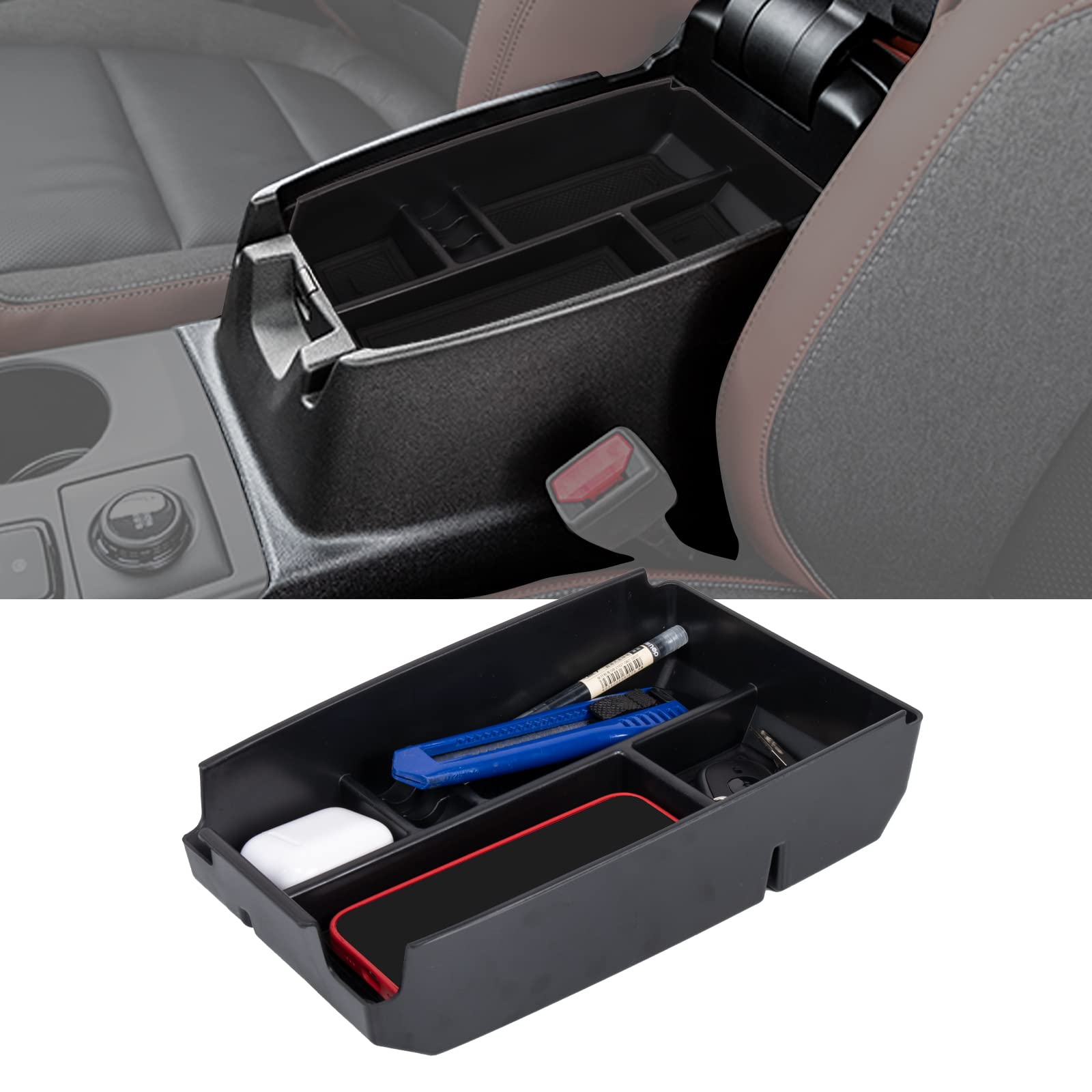 Neepiar 2PCS Center Console Dash Storage Tray and Armrest Secondary Storage Box Compatible with Ford Bronco Sport CX430 2021-202