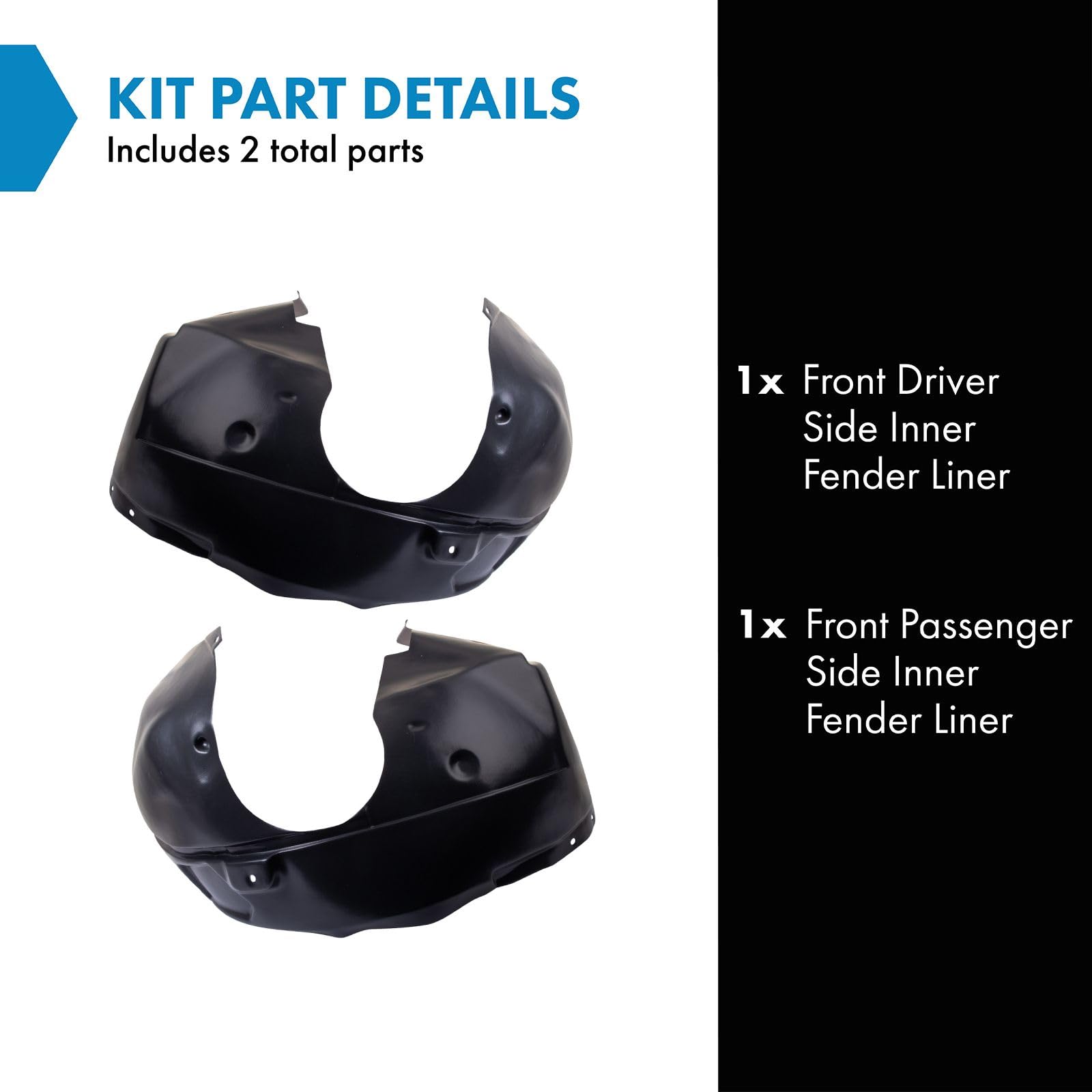 Trq Front Inner Fender Liner Set Compatible With 2010-2016 Cadillac Srx Gm1248225 Gm1249225