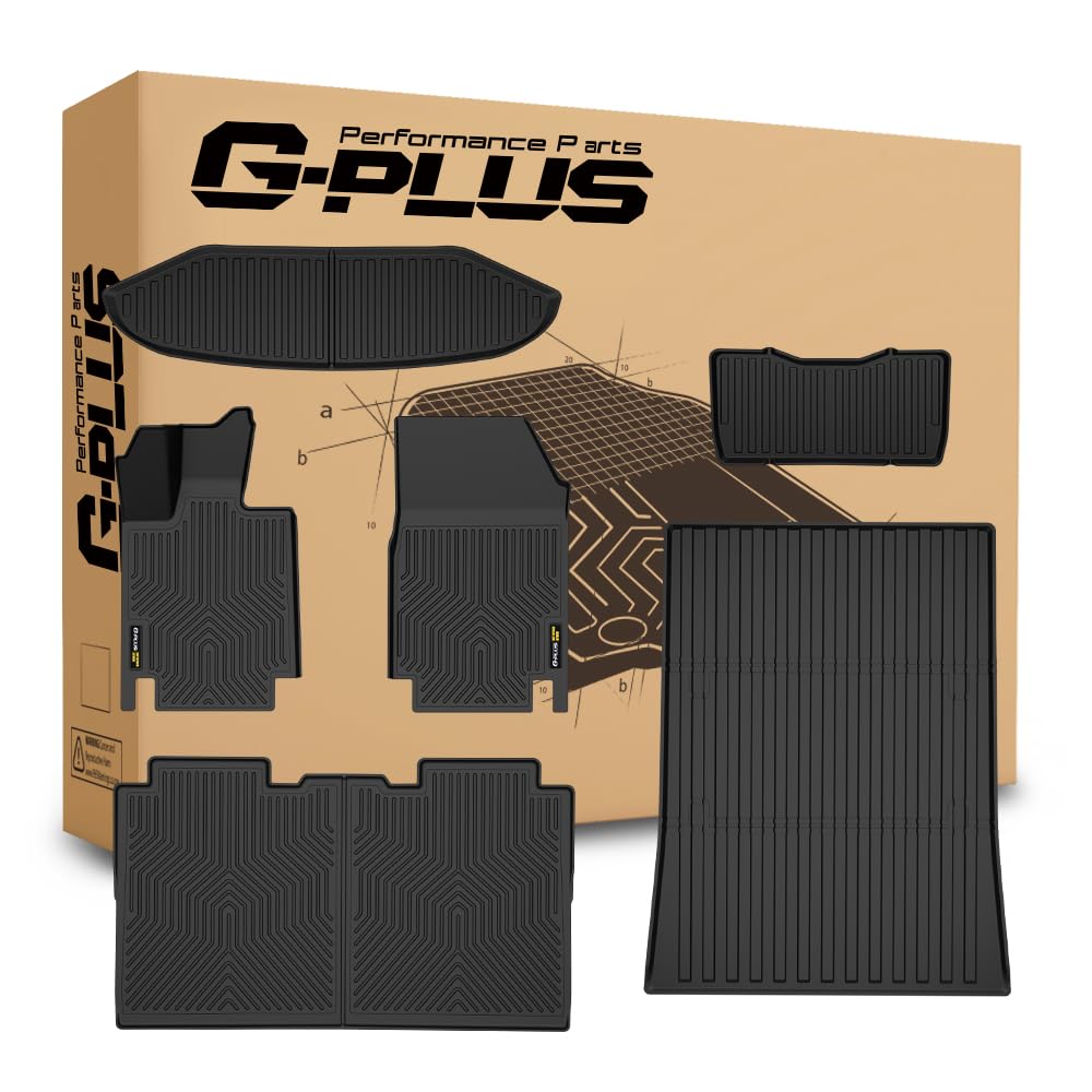 G-PLUS TPE Floor Mats Fit Tesla Cybertruck 2023-2025 1st & 2nd &3rd & 4th Row & Cargo Mat Truck Accessories Cargo Liners All Wea