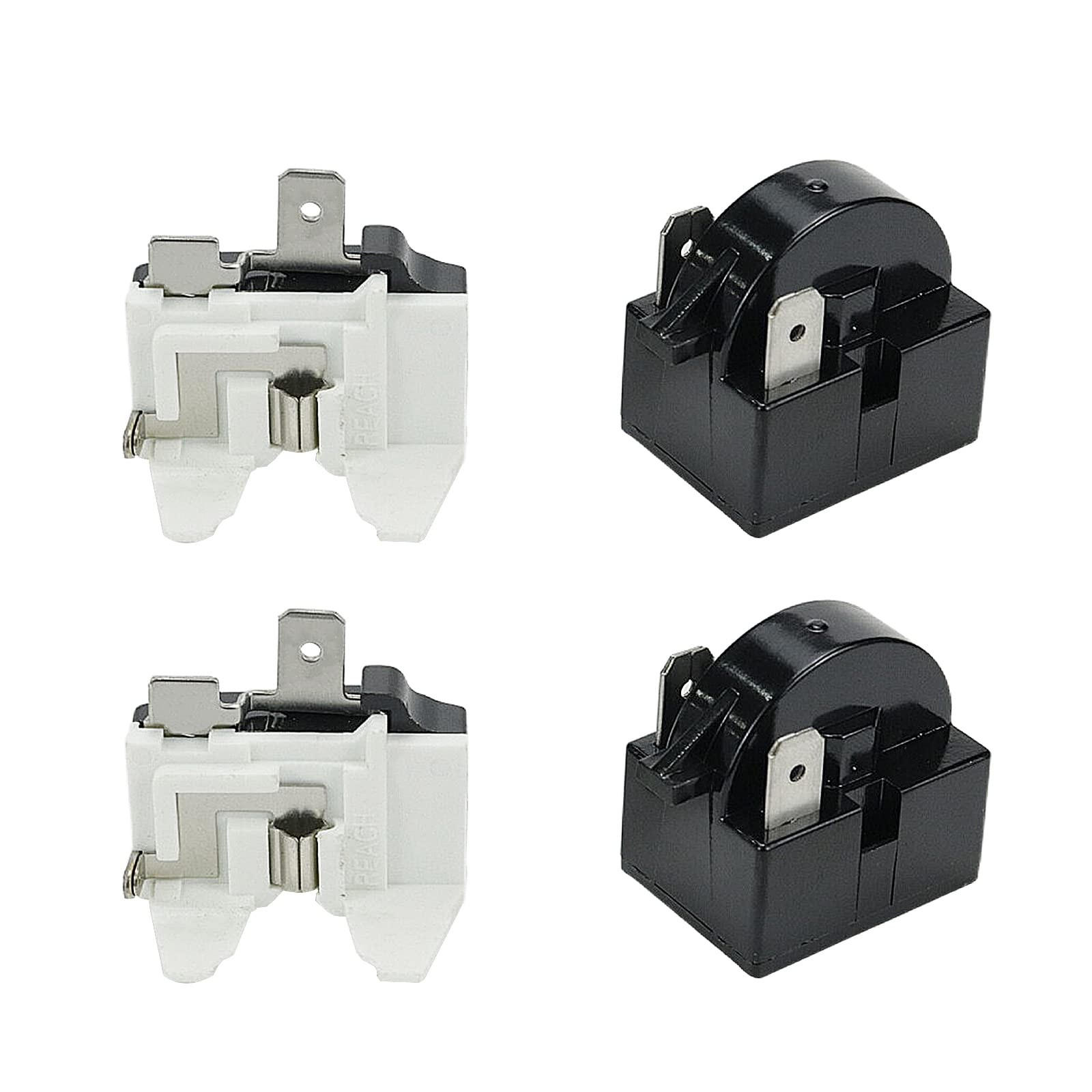 Semetall Refrigerator Starter Relay 4.7 Ptc 2 Pin 15O Refrigerator Starter Relay And 1/5Hp Refrigerator Overload Protector Repla