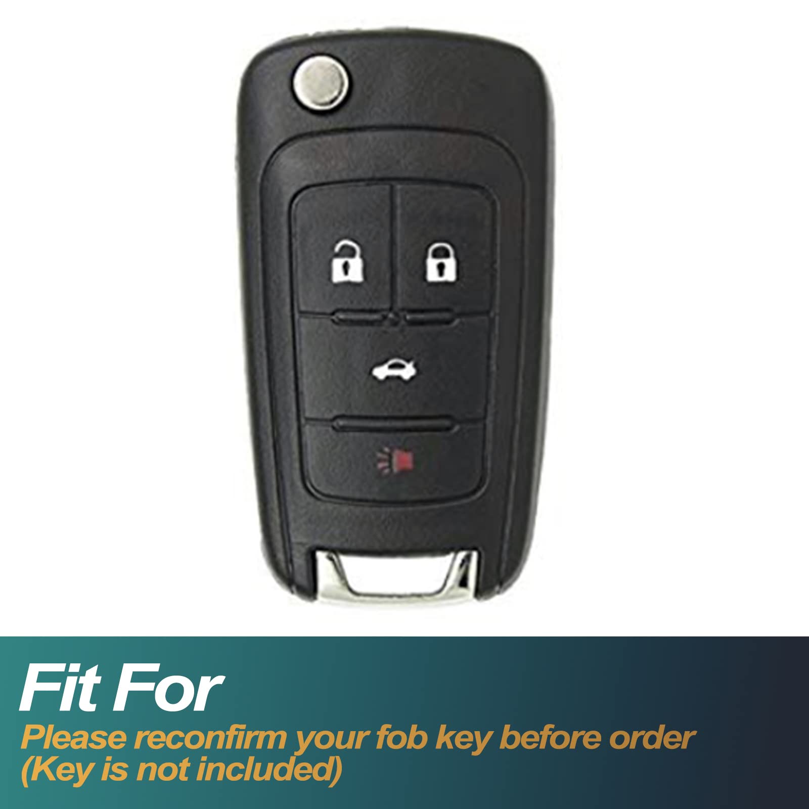 Feyoun Key Fob Cover Compatible With Buick Encore Chevy Chevrolet Camaro Equinox Impala Sonic Trax Gmc Terrain Flip 4 Buttons Tp