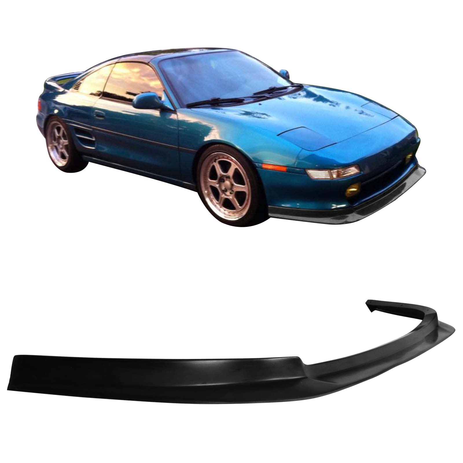 Front Bumper Lip Compatible with 1991-1999 Toyota MR2, Black PU Front Lip Finisher Under Chin Spoiler Add On by IKON MOTORSPORTS, 1992 1993 1994 1995 1996 1997 1998
