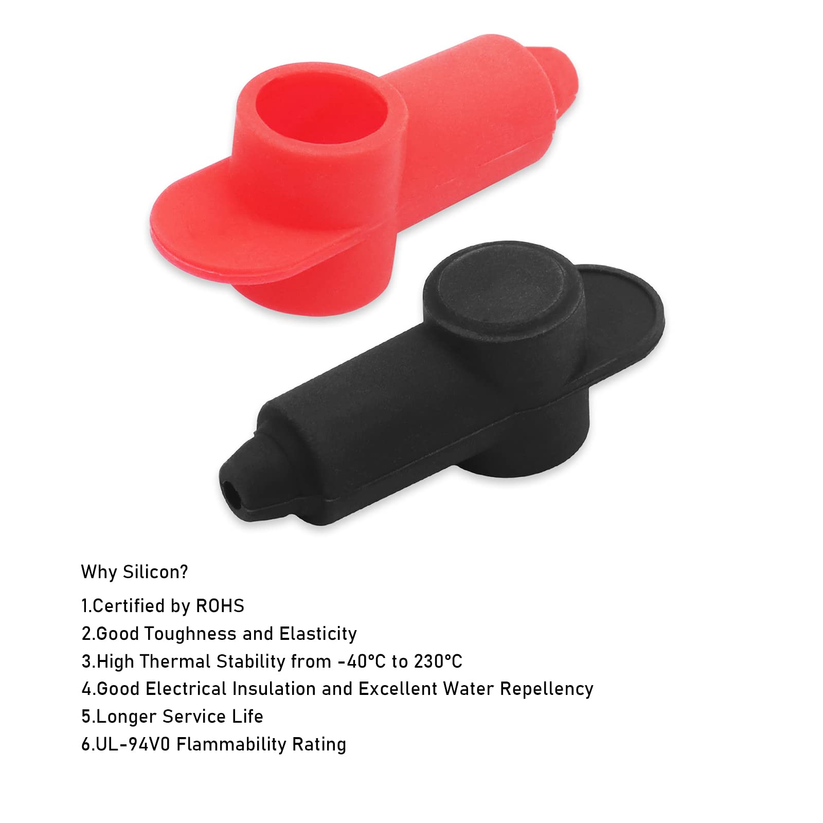 Recoil Bttp-38 Premium High Current 3/8    Feed-Thru Panel Battery Terminal Connectors With Silicone Terminal Covers, Red & Blac