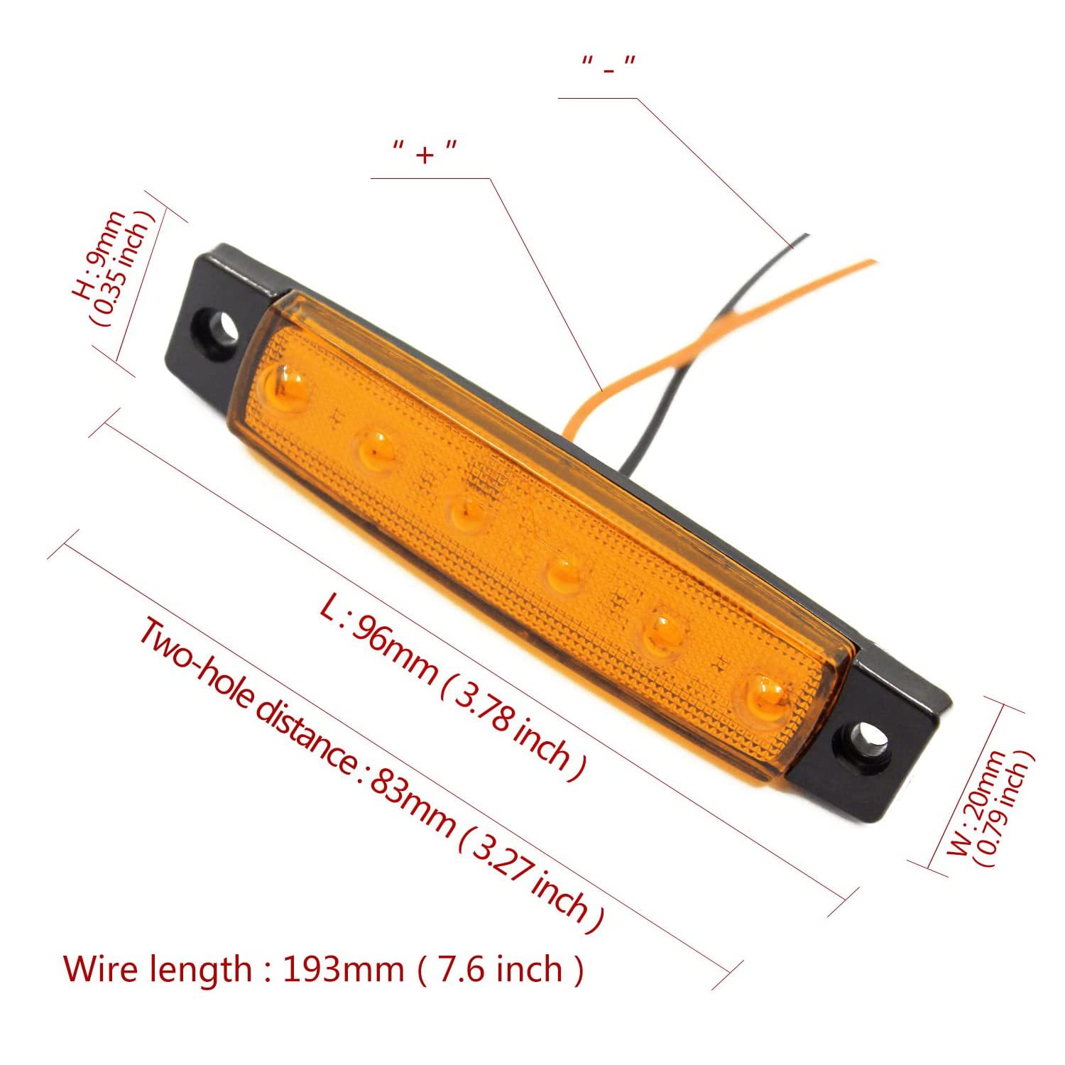 Fxc 10X 12V 6 Led 3.8'' Truck Bus Boat Trailer Rv Side Marker Indicators Clearance Light Lamp Amber