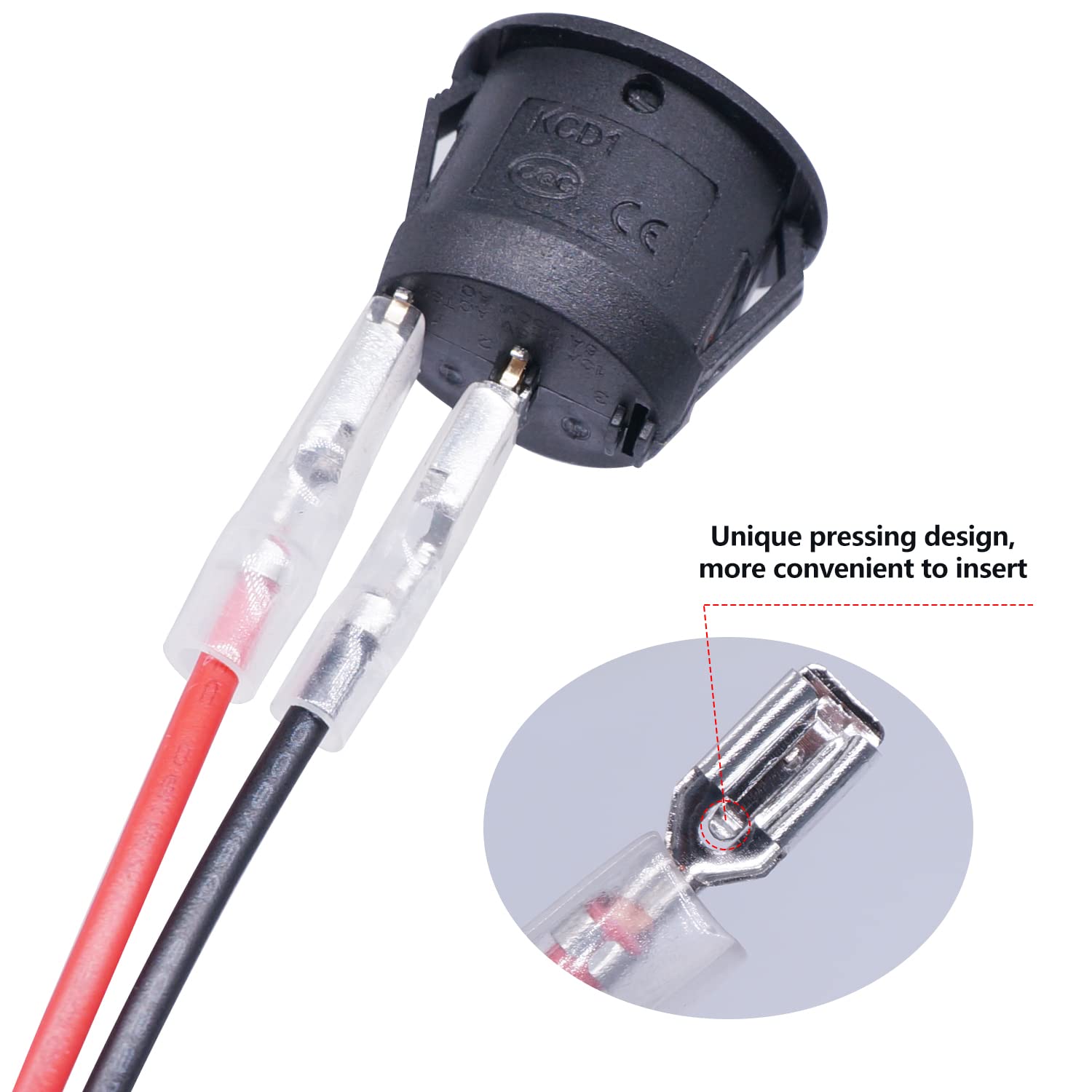 Twidec/10Pcs 12V Round Rocker Switch On Off Ac 6A/250V 10A/125V Spst 2 Pin 2 Position 12 Volt Dc Circle Toggle Switch For Car Boat Automotive Rv Black With Wires Kcd1-5-101-On-Off