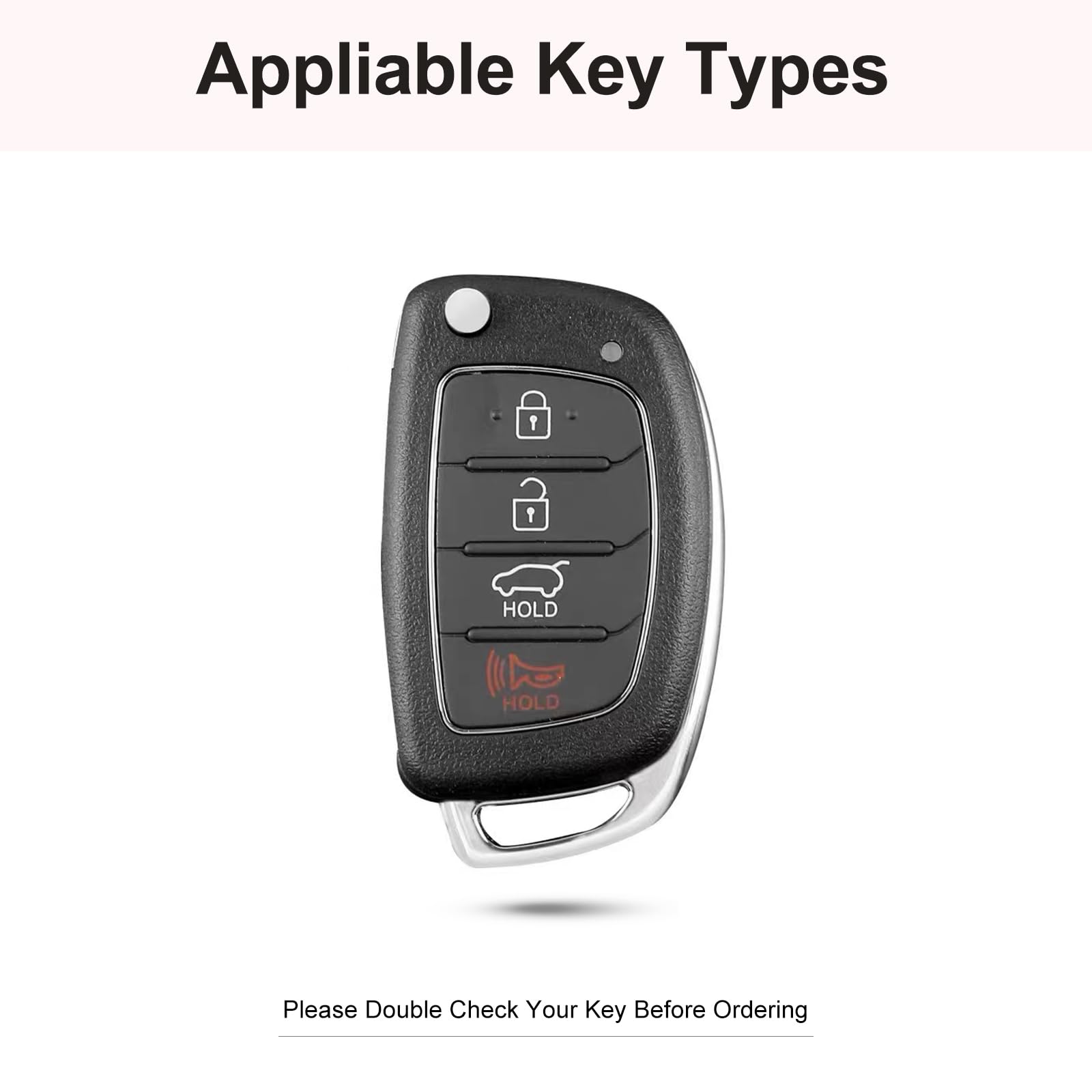 Ruabiban For Hyundai Key Fob Cover With Keychain, Pink Leather Key Case Protection Shell Fit For Hyundai Elantra Ioniq Sonata Tu