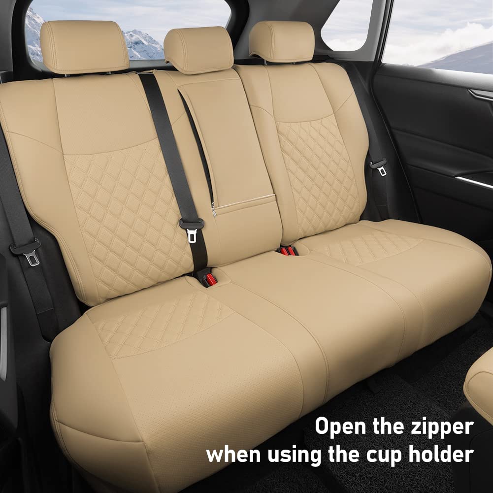 GIANT PANDA Pu Leather Car Seat Covers Full Set Custom Fit for Toyota RAV4 Hybrid LE/Hybrid Limited/Hybrid XLE/Hybrid XLE Premiu