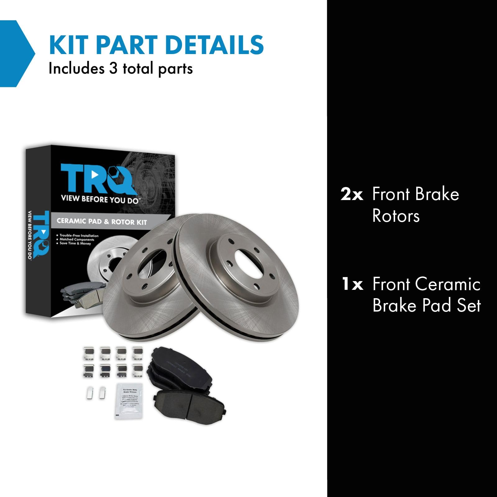 Trq Front Brake Pad & Rotor Kit Brake Pads Brake Rotor Ceramic Compatible With 2007-2009 Ford Edge Lincoln Mkx