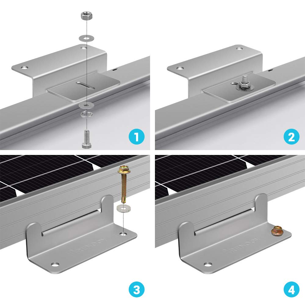Renogy Solar Panel Mounting Z Brackets Lightweight Aluminum Corrosion-Free Construction For Rvs, Trailers, Boats, Yachts, Wall A