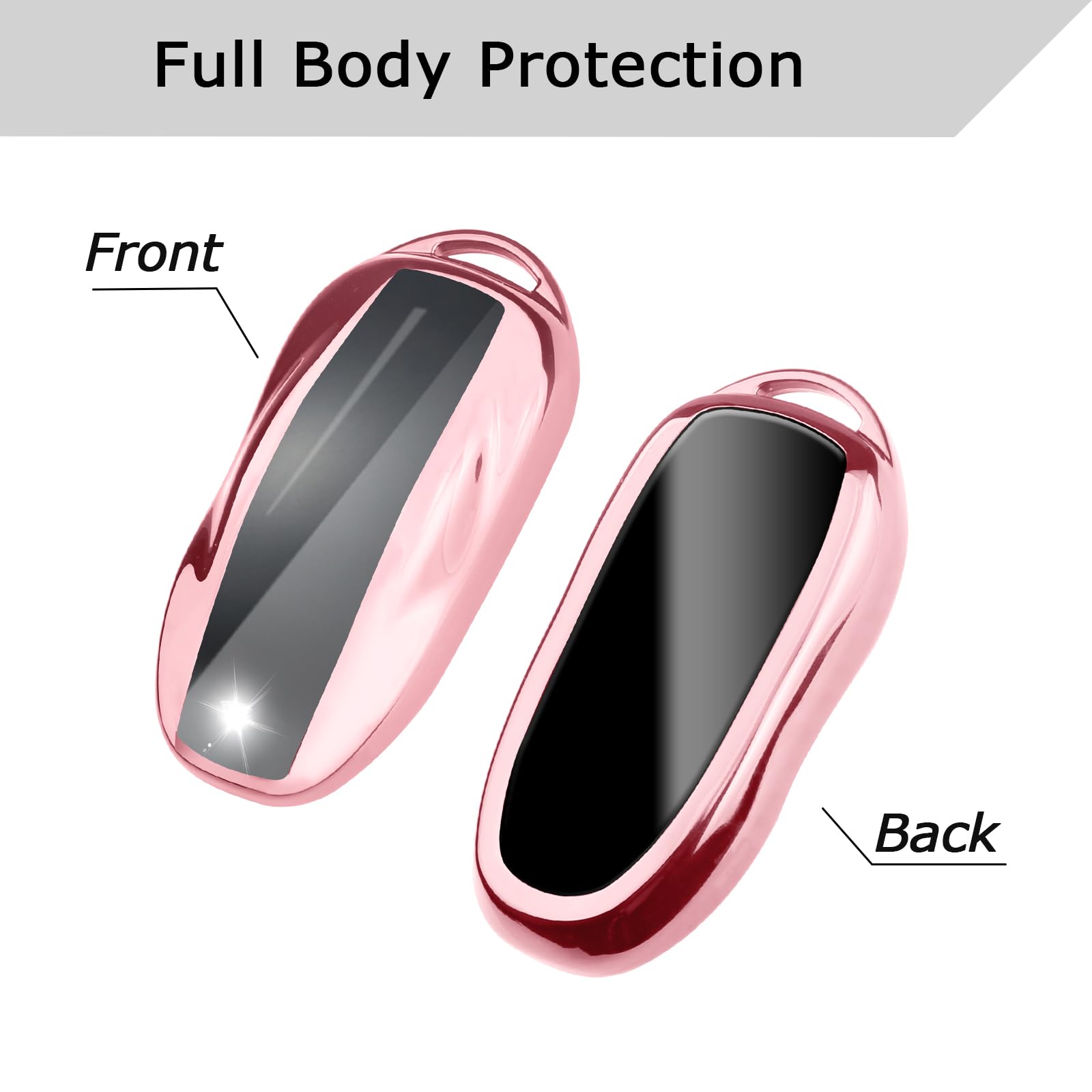 Qbuc For Tesla Key Fob Cover With Keychain Soft Tpu Protection Case Compatible With Tesla Model S (Pink)