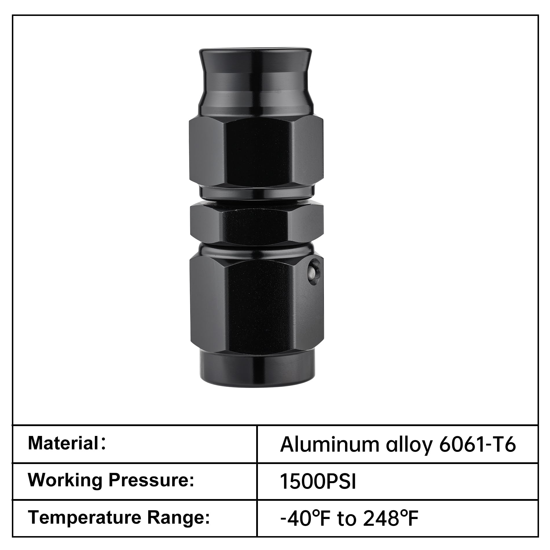 Evil Energy 3An Ptfe Hose End Fitting Straight Black For Ptfe Hose Only 2Pcs