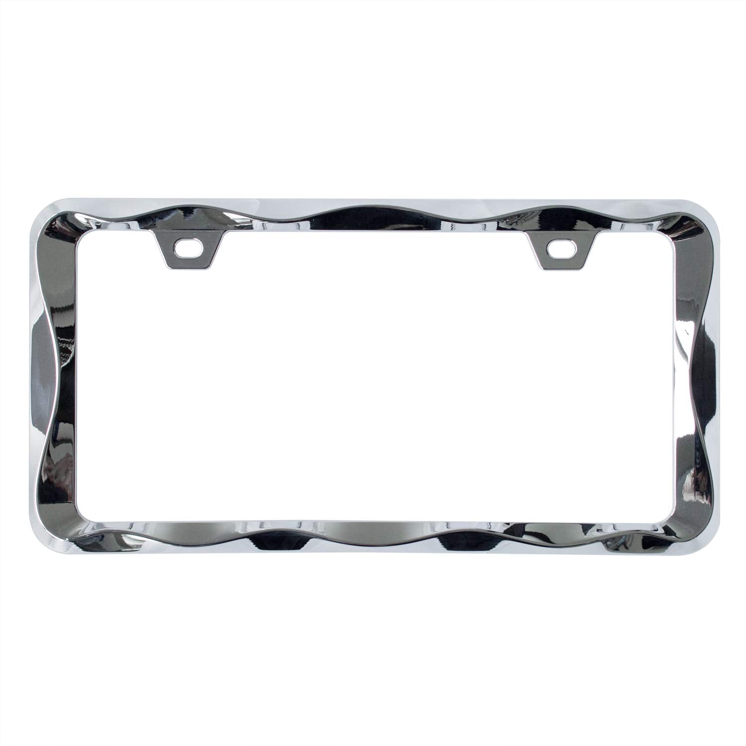 Creathome 3D Curly Wave Pattern Chrome License Plate Frame From Pure Zinc Alloy Metal