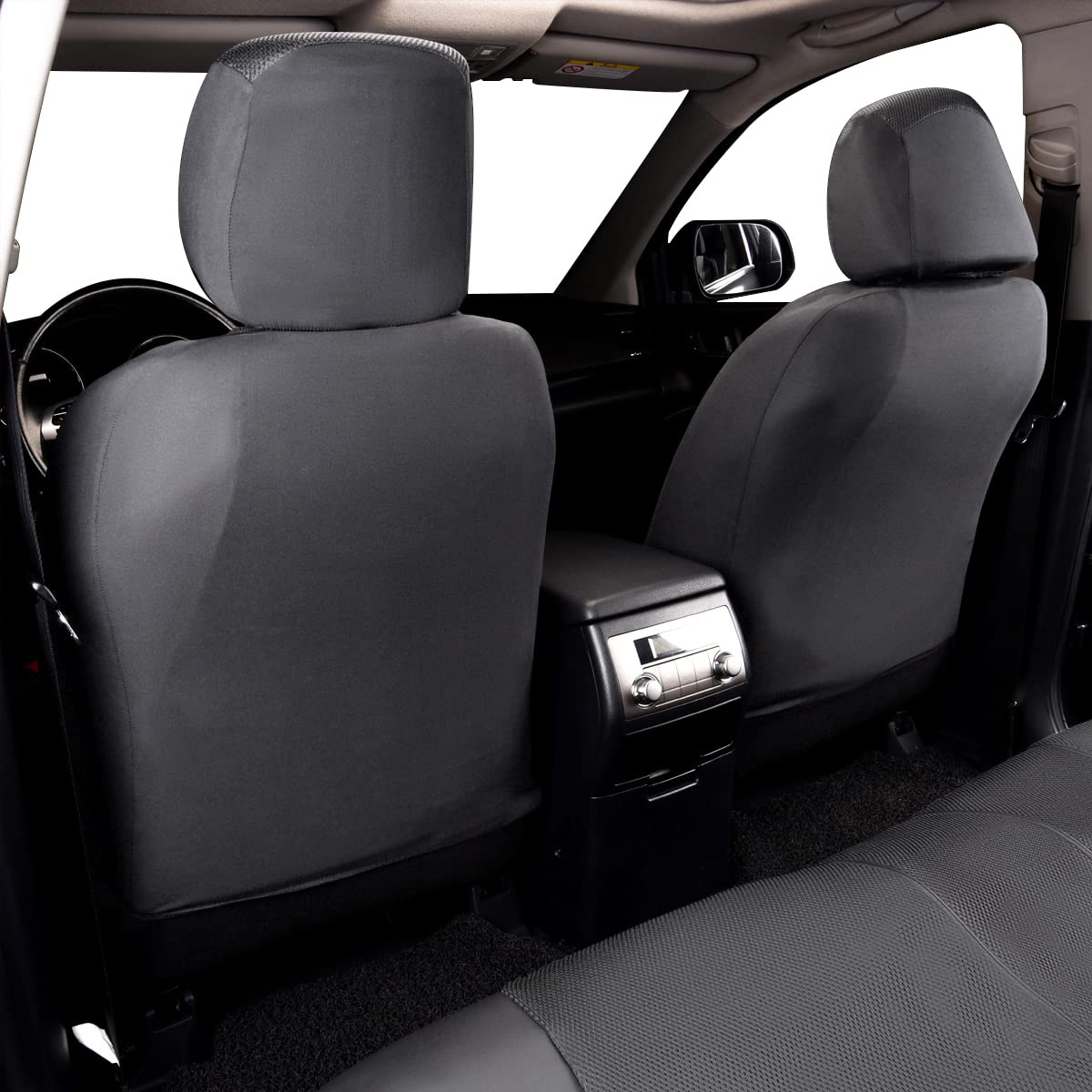 Flying Banner Car Seat Covers Full Set Faux Leather Air Mesh Breathable Man Lady Airbag Compatible Rear Bench Split 40/60 50/50 60/40 Truck Pick Up (Full Set - Low Back, Gray Gray)