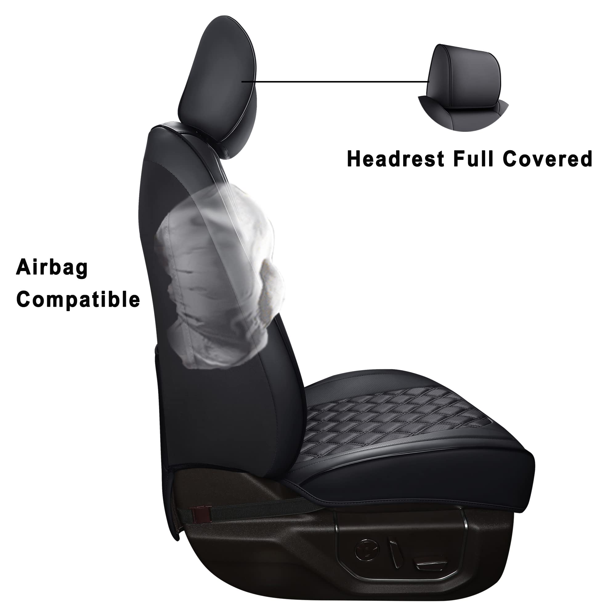 Huidasource Tundra Seat Covers, Front & Rear Waterproof Leather Car Seat Cover, Custom Seat Cushion Protector Fit for 2022 2023