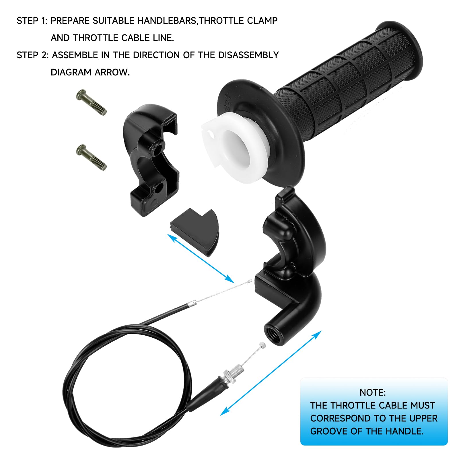 Hiaors 7/8' 22Mm Twist Throttle Cable Handle Kit For Predator 196Cc 212Cc 6.5Hp Coleman Ct200U Ct200U-Ex Bt200X Baja Warrior Mb200 79Cc 100Cc Ct100U Cc100X Doodle Bug Db30 Motovox Mini Bike Go Kart