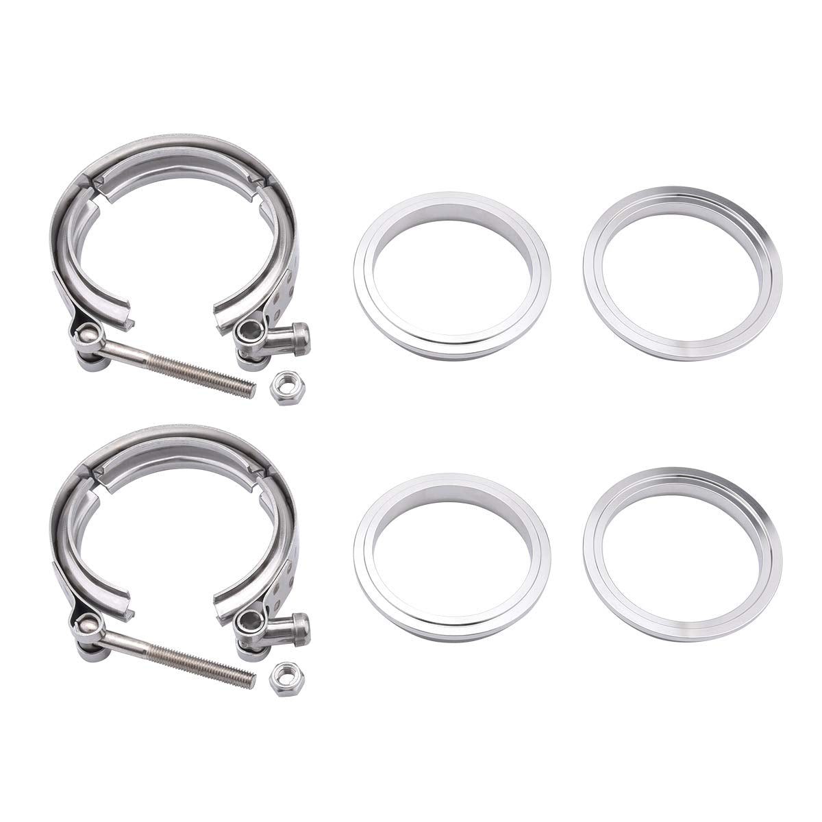 Sykrss 2.25 Universal Stainless Steel V Band Clamp Flat Flange Kit Assembly (2.25Inch, 2Pcs)
