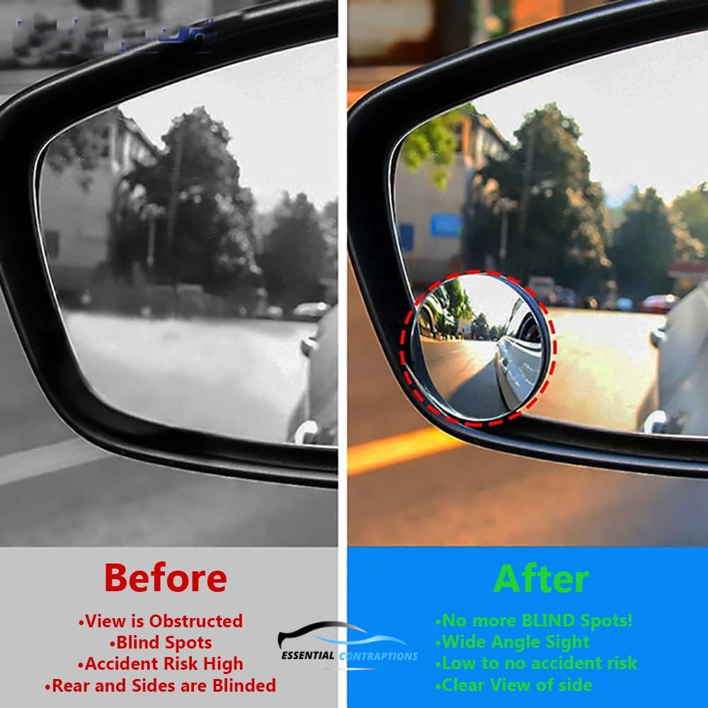 Blind Spot Car Mirror 2 Pack-2 Inch Round Rear View Convex Mirrors For Cars/Suvs/Motorcycles/Trucks/Trailers/Snowmobiles/Bicycle