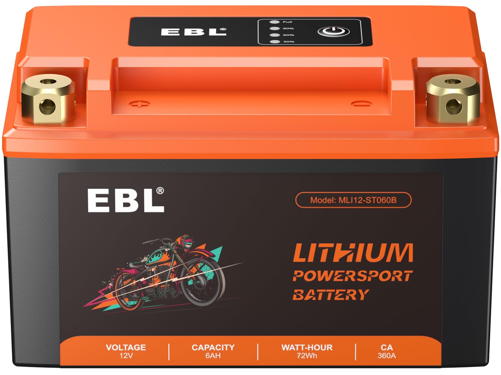 EBL Lithium YTZ10S-BS, 180CCA Lithium LiFePO4 Motorcycle Battery, 12V 6Ah ATV, UTV, Jet Ski, 4 Wheeler, Quad, Riding Lawn Mower,
