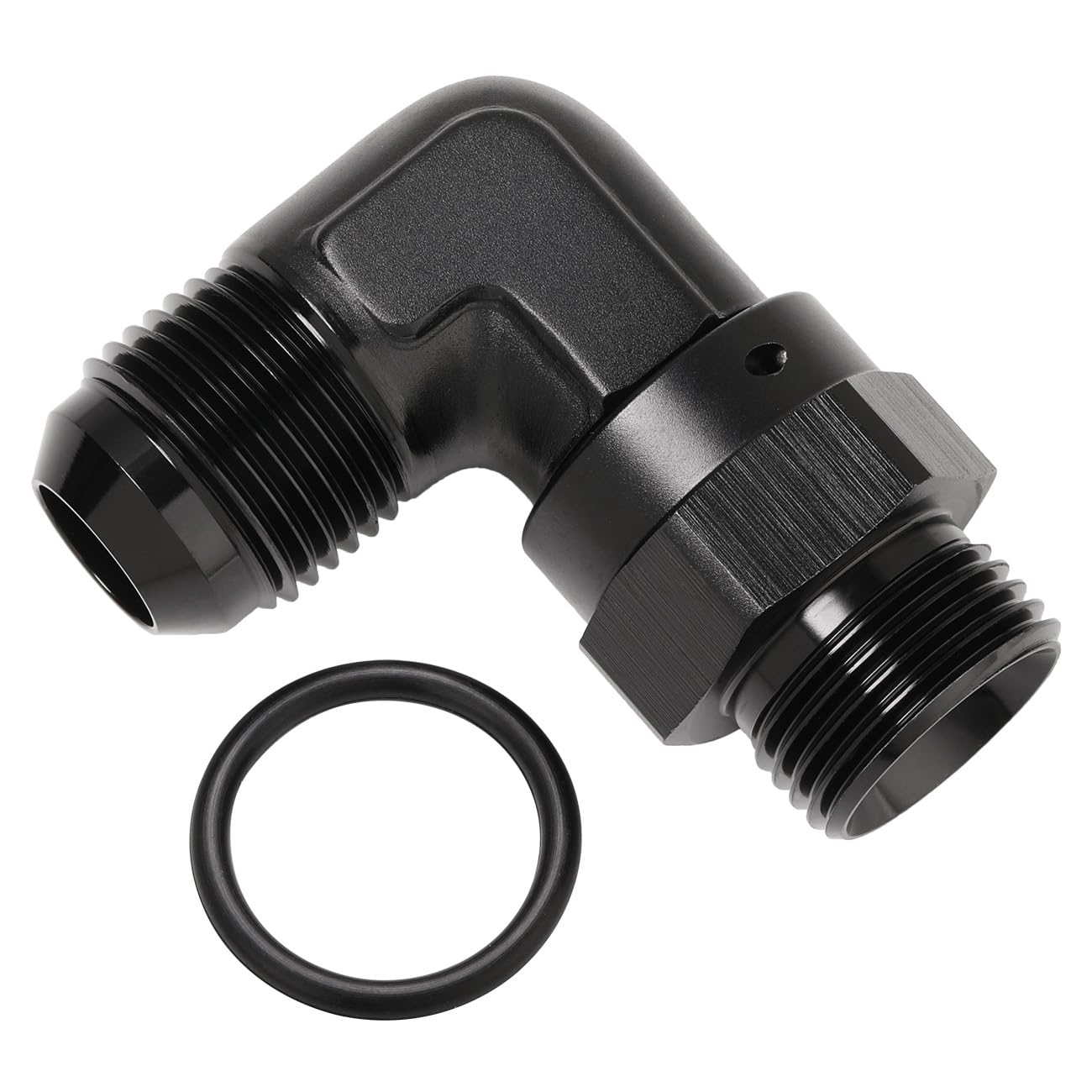 Podavelle 10An Male Flare To 10An -10 Orb O-Ring Boss 90 Degree Swivel Fitting Adapter Aluminum Black