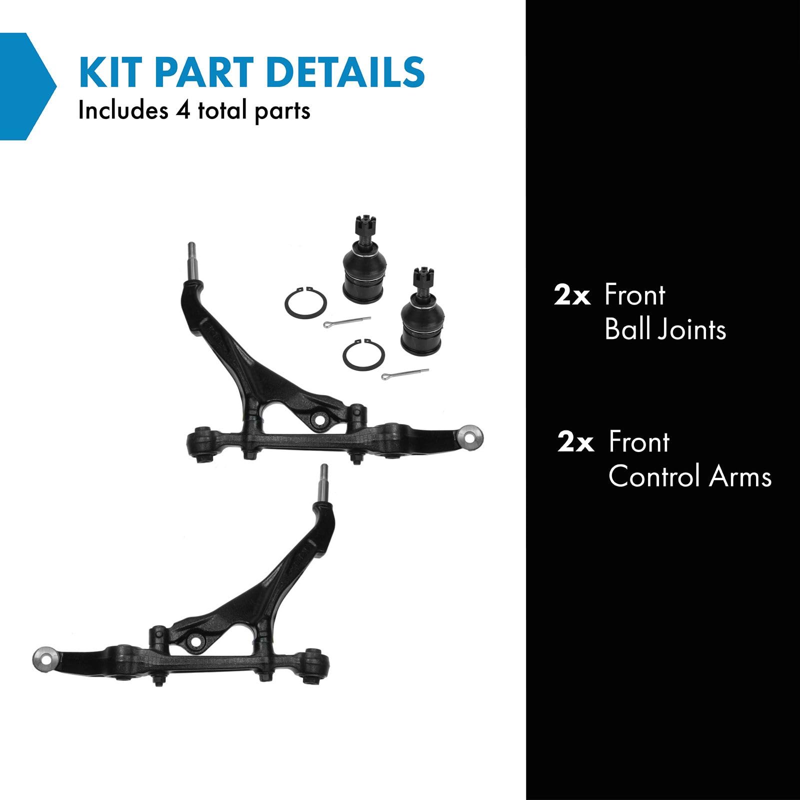 TRQ Front Lower Control Arm with Ball Joint Set Compatible with 1994-2001 Acura Integra 1992-1995 Honda Civic 1993-1997 Civic de