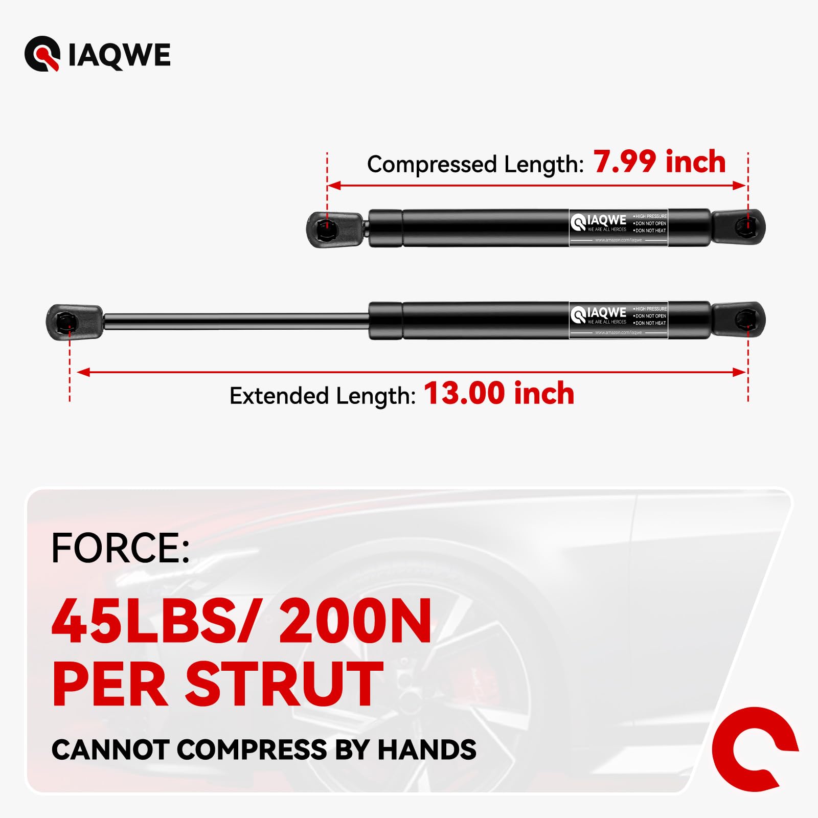 CS130045 13 Inch 45Lbs/200N Gas Struts Springs Shocks for ARE Leer Snugtop Truck Camper Shell Topper Rear Window Boat Truck Cano