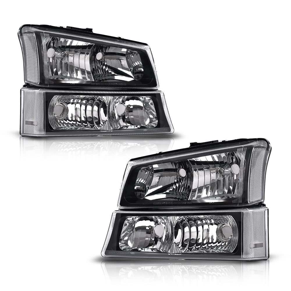 Pit66 Headlights Assembly, Compatible With 2003-2006 Chevy Silverado 1500 2500 3500 Hd Models/2003-2006 Avalanche 1500 2500(Fit