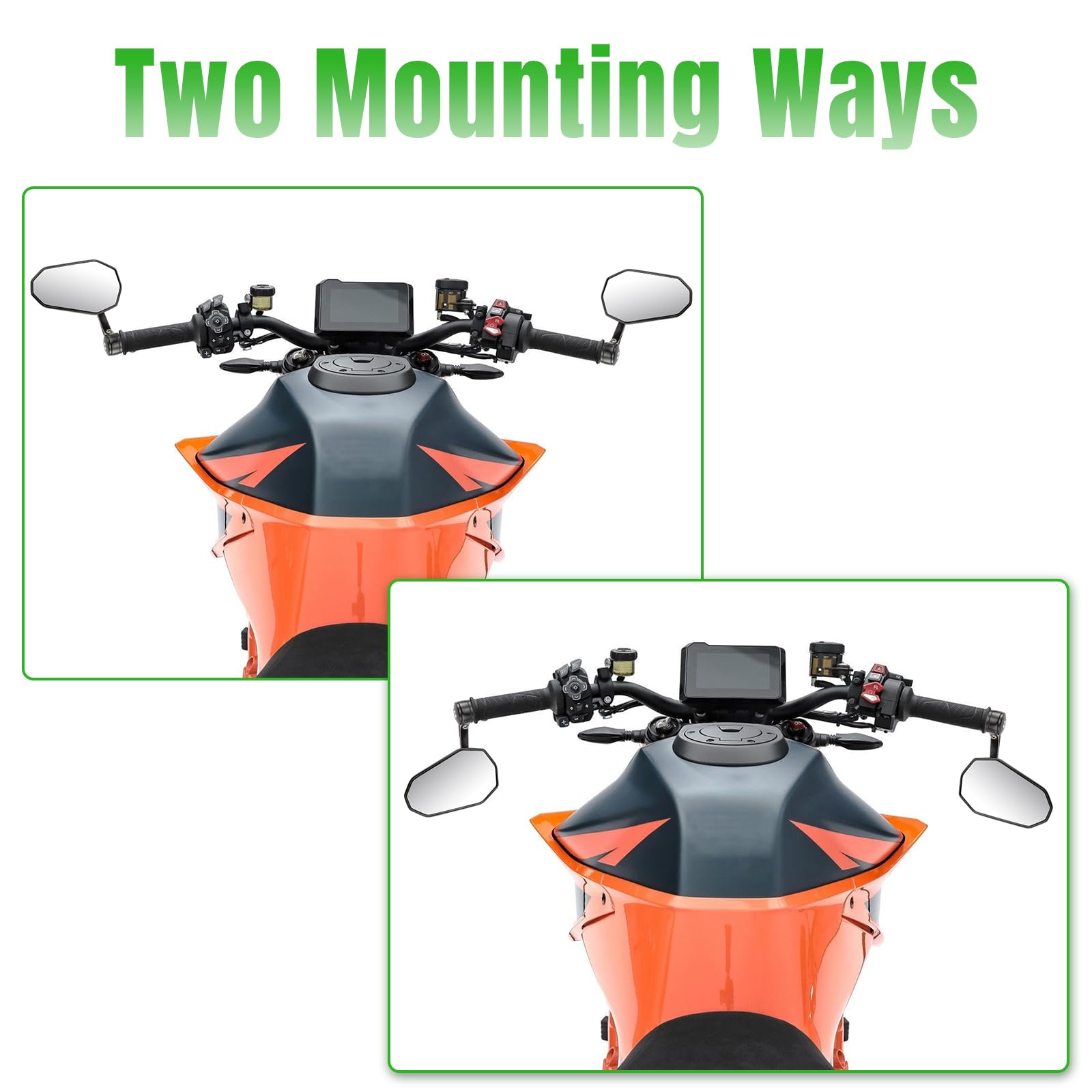 CICMOD Motorcycle Bar End Mirrors 7/8 Handlebar Rear View Side Mirrors Universal Fit for Scooter, ATV, Dirt Bike, Cruiser - 1