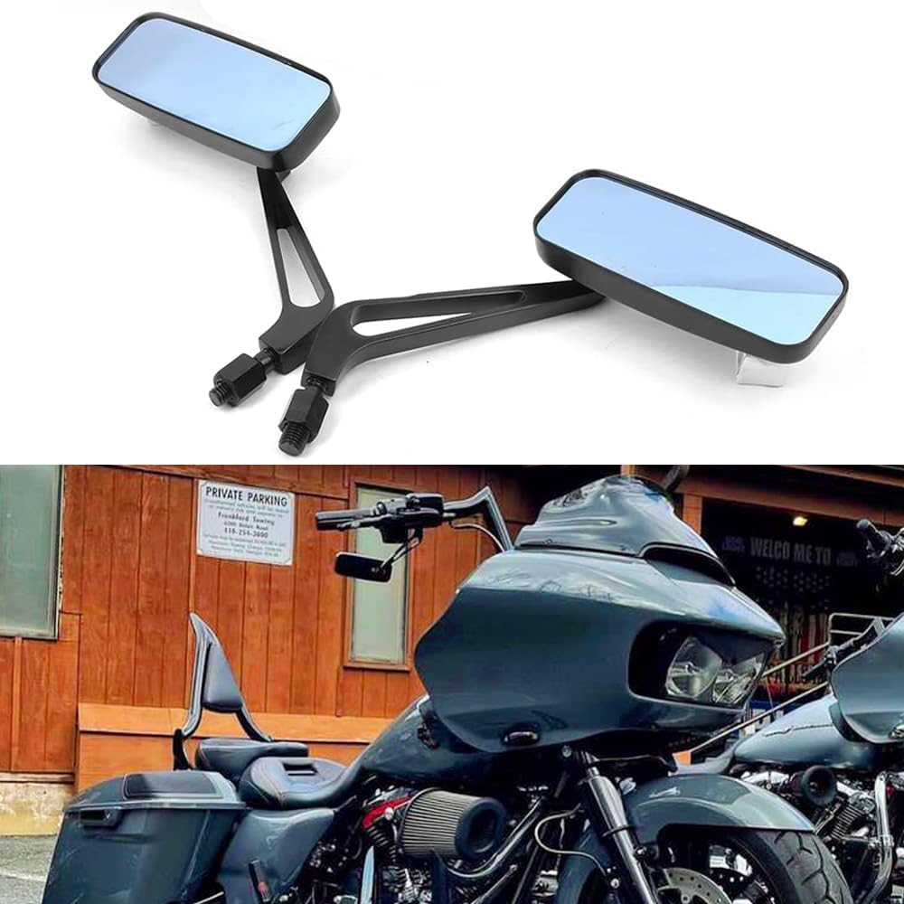 Goodfitment - Black Rectangle Shape Motorcycle Mirrors,Upgrade Rearview Motorcycle Mirrors Compatible With Most Motorcycle Model