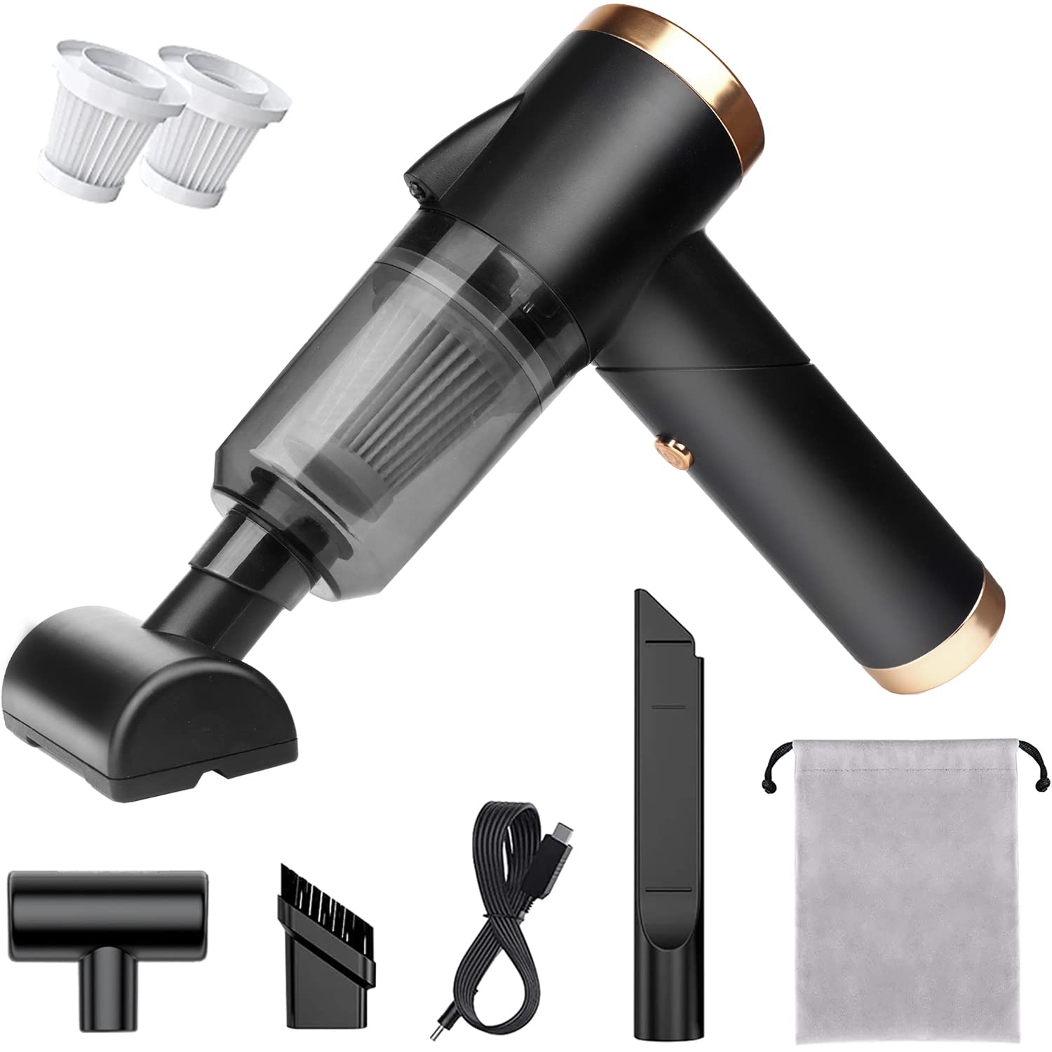 Koroick Wireless Handheld Car Vacuum Cleaner - 90° Foldable Portable Vacuum Cleaner For Car, 9000Pa Suction Cordless Car Vacuum, Rechargeable Mini Car Vacuum For Vehicle, Home And Office (Black)