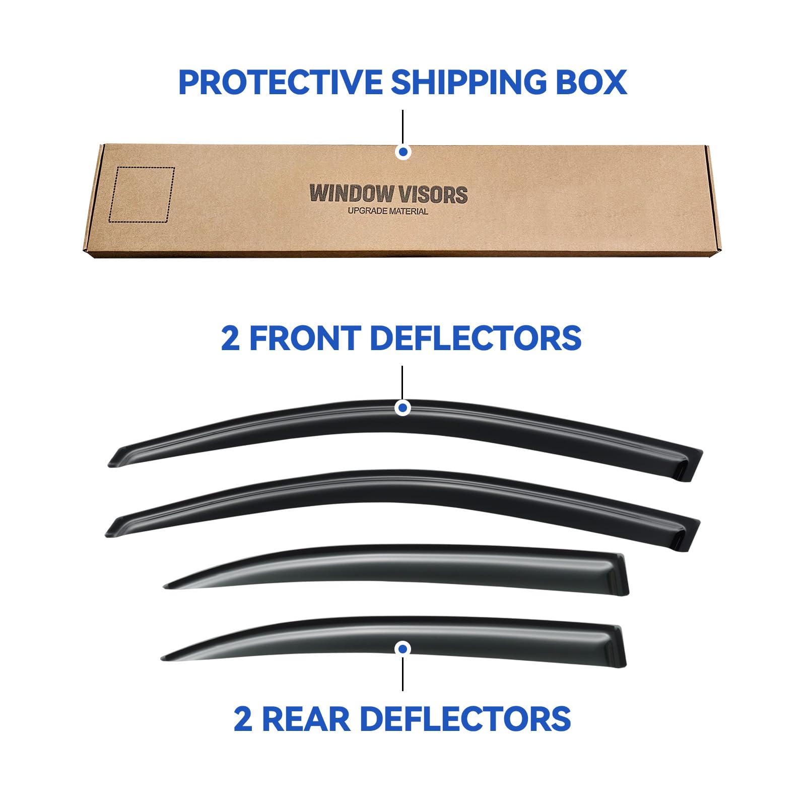 Window Visors Rain Guards for 2013 2014 2015 13 14 15 Chevy Malibu, Out-Channel Window Vent Wind Deflectors Visors Shades for 20