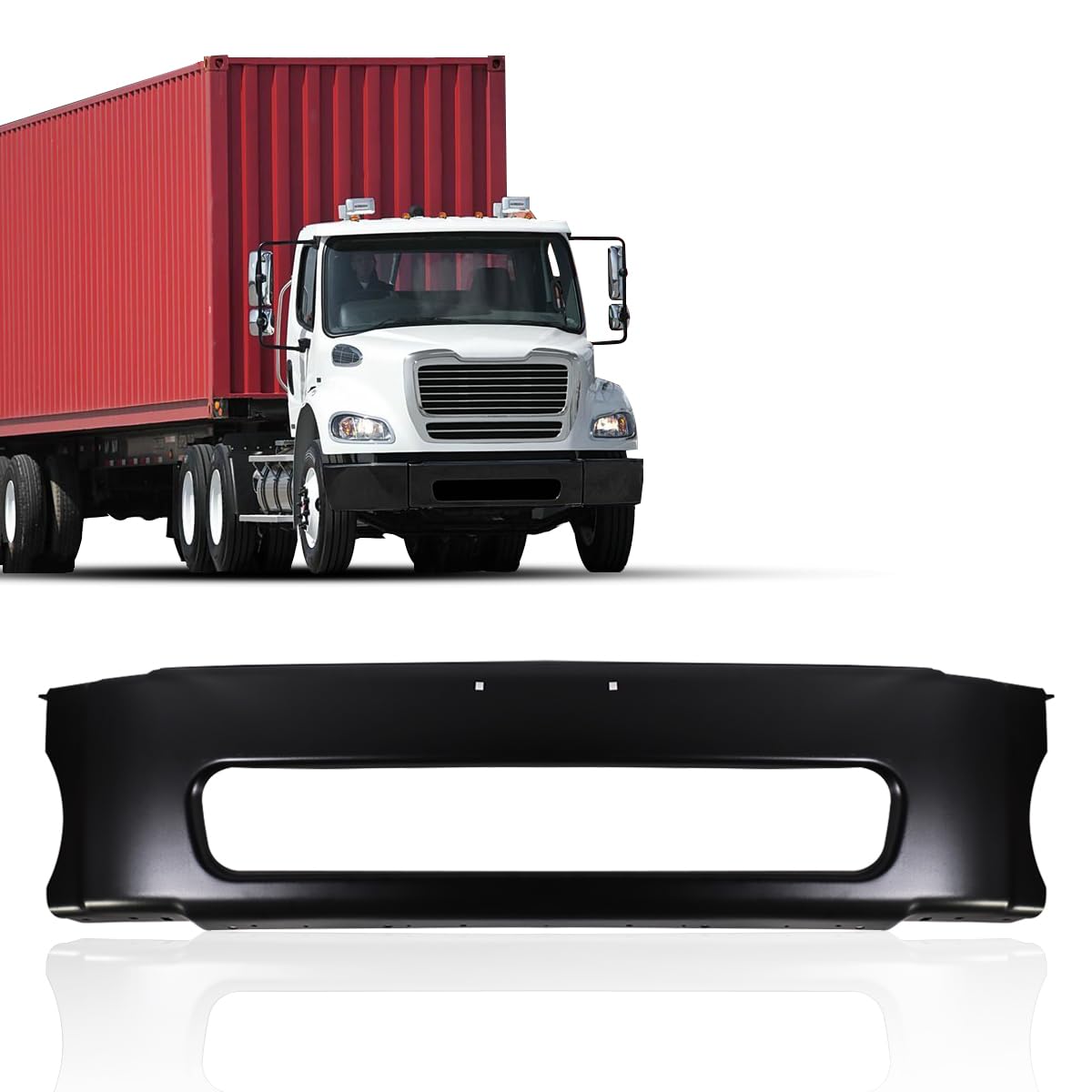 Front Center Bumper Compatible with 2003-2021 Freightliner M2 BUSINESS CLASS Steel painting Black