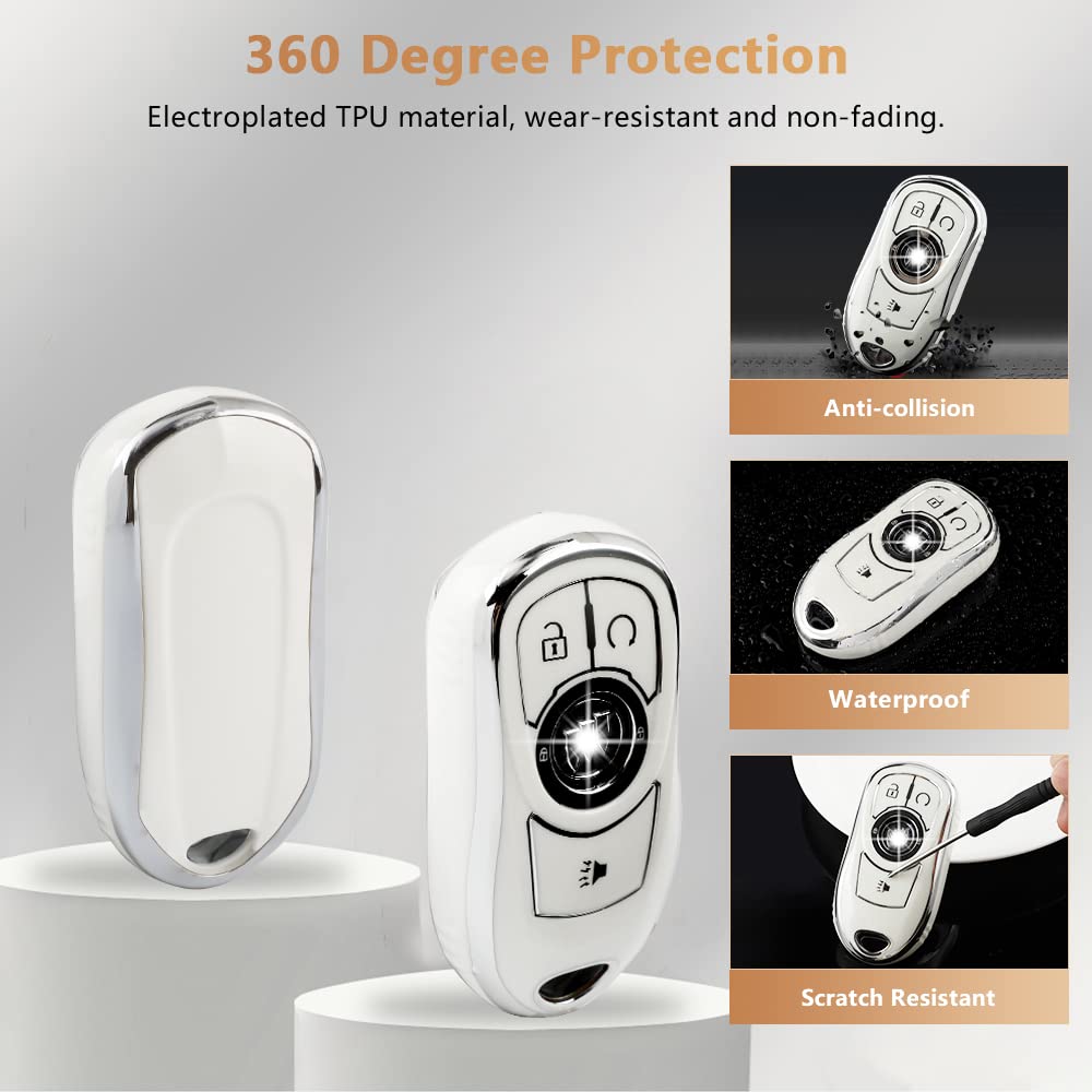 Pifoog Accessories For Buick Regal Encore Gx Key Fob Cover 5 Buttons Soft Tpu Keys Shell Case Glittering Car Keychain Full Prote