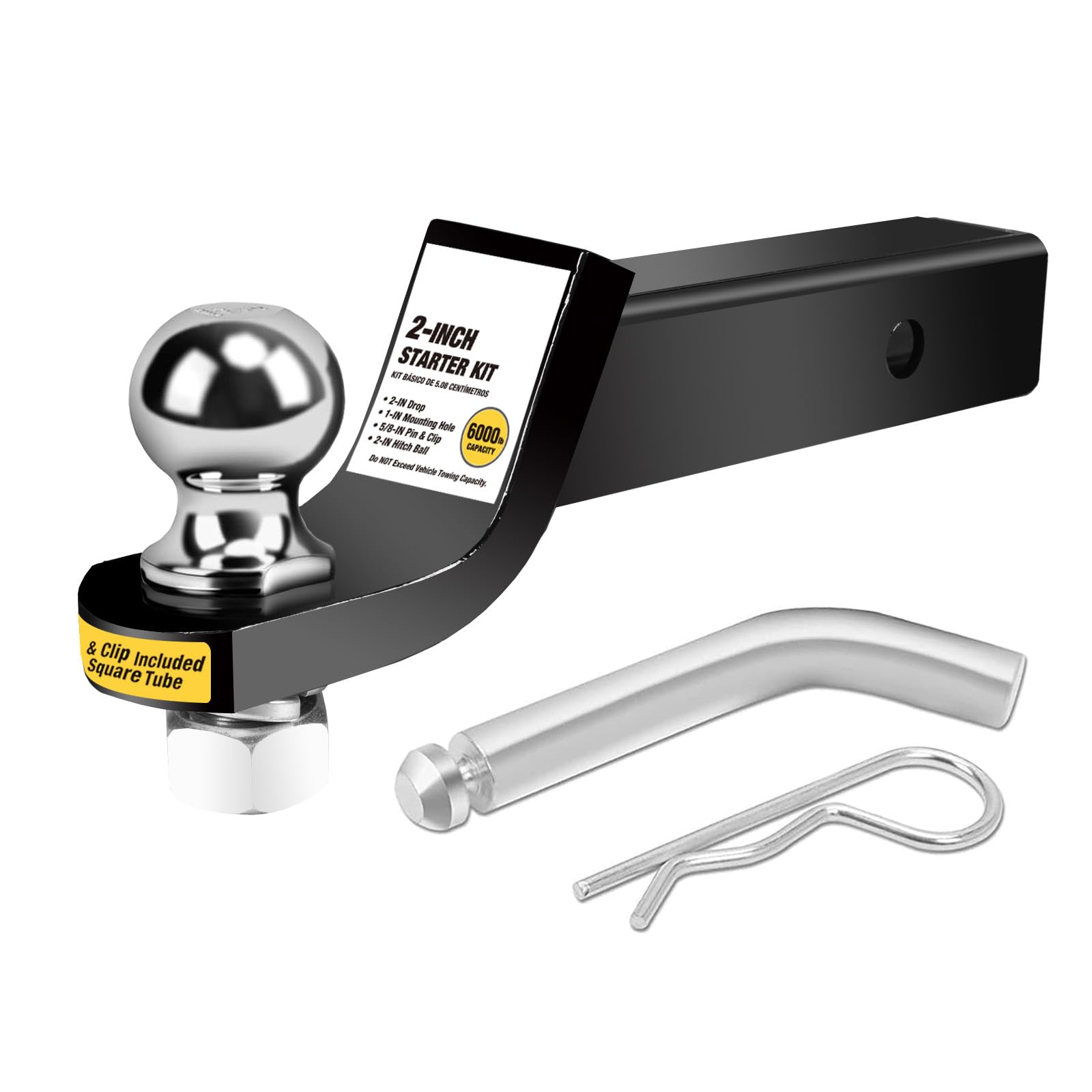 BIG RED ATRLY2003R-1 Trailer Hitch Mount and Ball: 2 Inch Ball/Reciever Compatible, 6,000 lb. Capacity