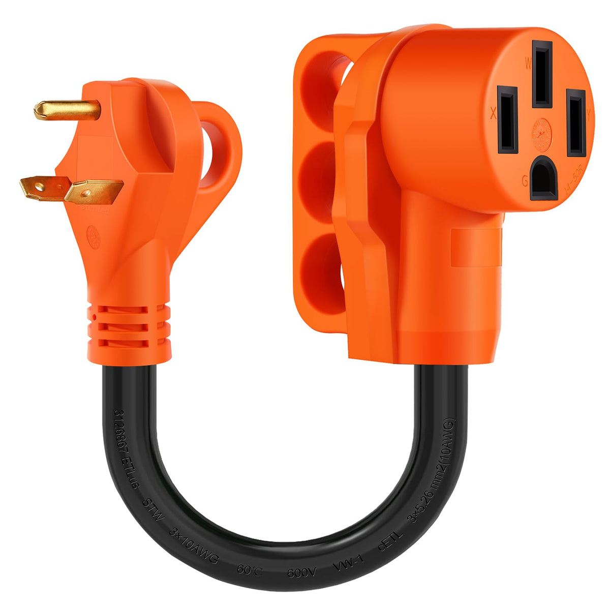 Ficstar 30 Amp To 50 Amp Rv Adapter Cord,Nema Tt-30P To Nema 14-50R Electrical Power Adapter,10 Gauge Rv Dogbone Adapter Cord 12