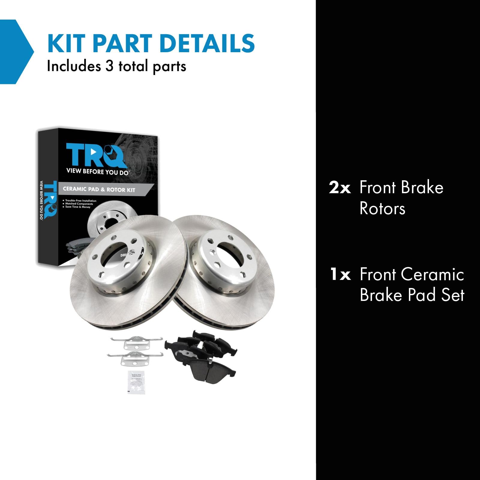 Trq Front Brake Pad & Rotor Kit Brake Pads Brake Rotor Ceramic Compatible With 2012-2013 Bmw 328I 2012 335I