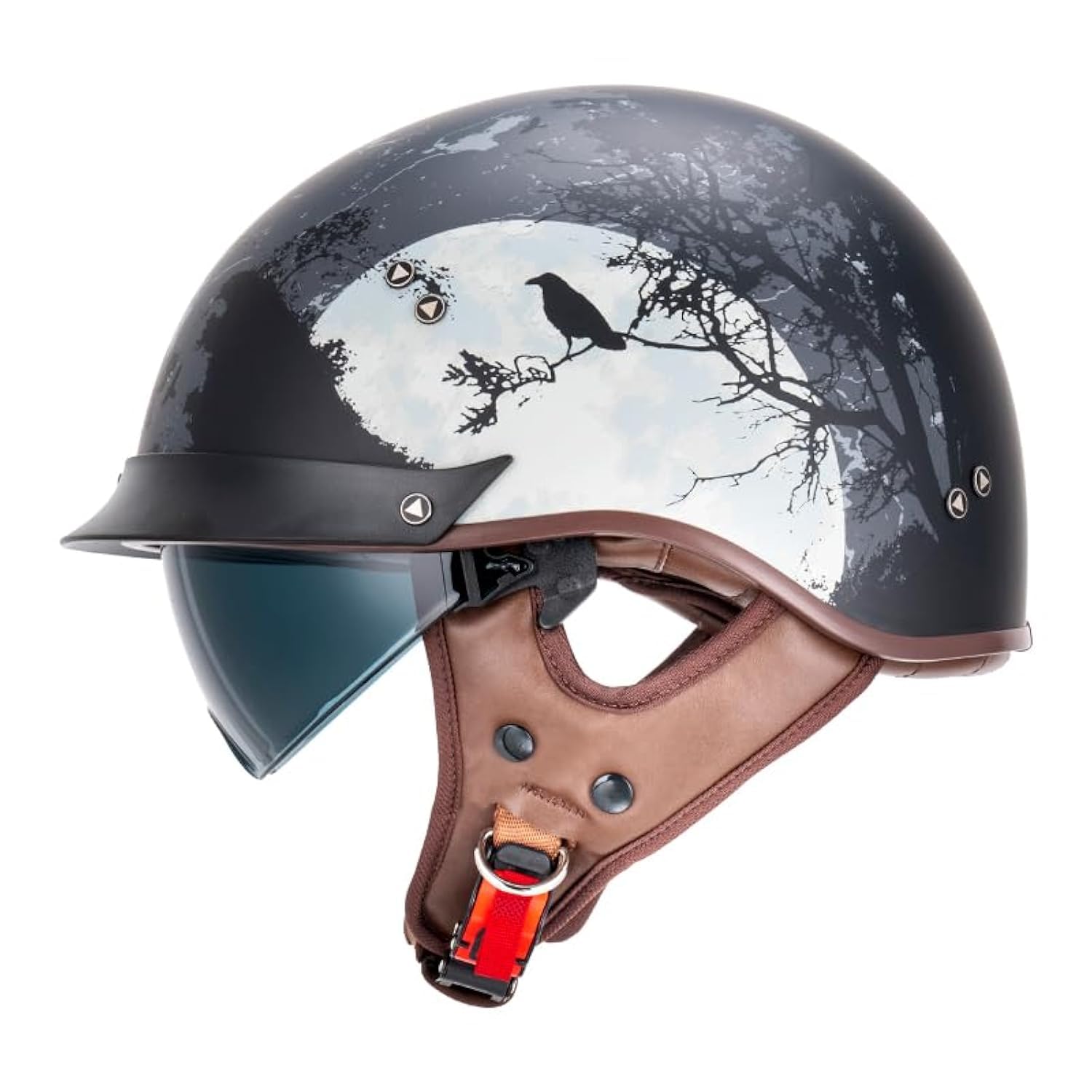 Vcoros Motorcycle Half Face Helmet Sun Visor Quick Release Buckle Dot Approved Helmets For Men Women (Dark Night, Xxl)